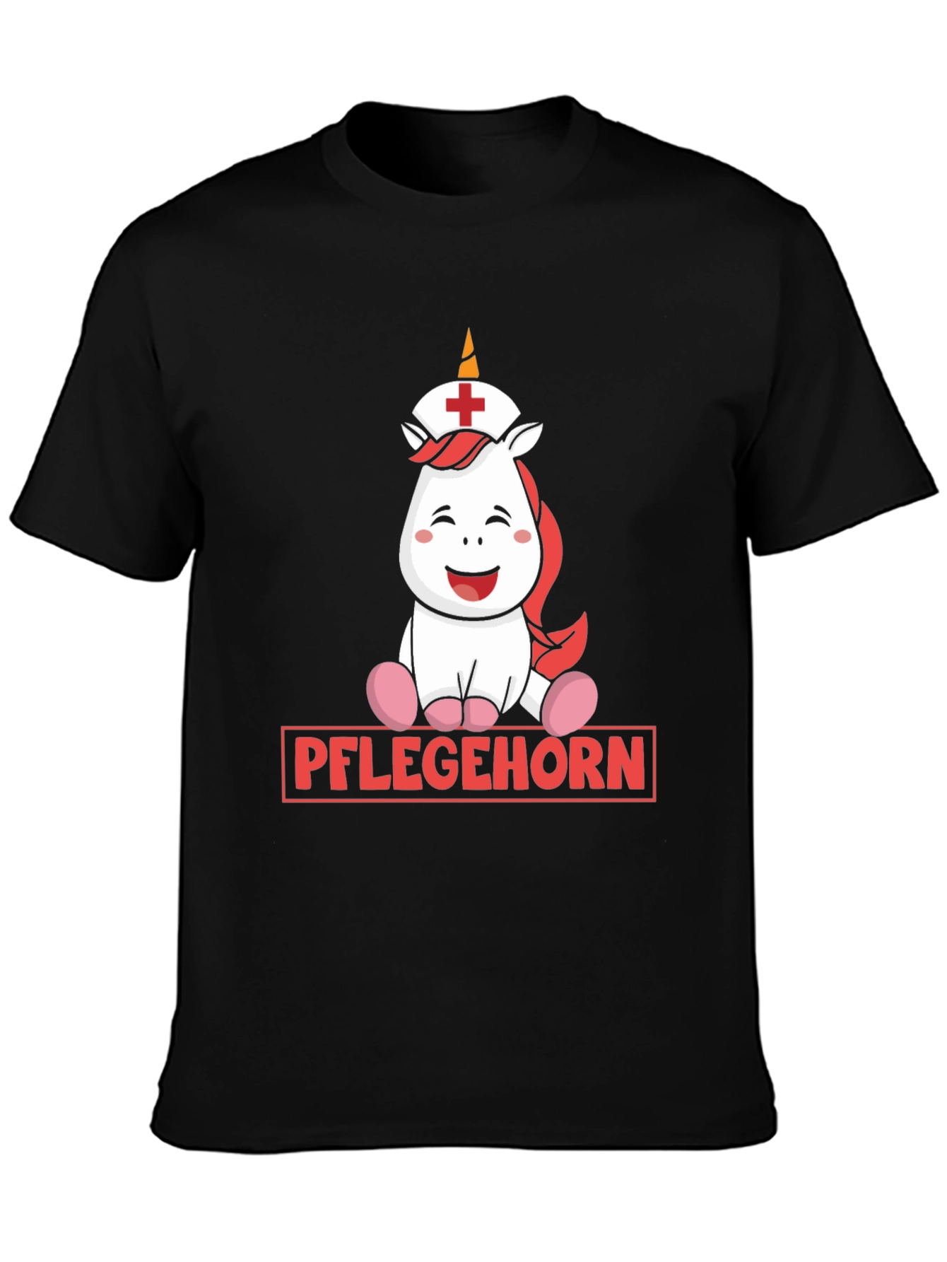 Black Pflegehorn Nurse Unicorn Graphic T-Shirt view 3