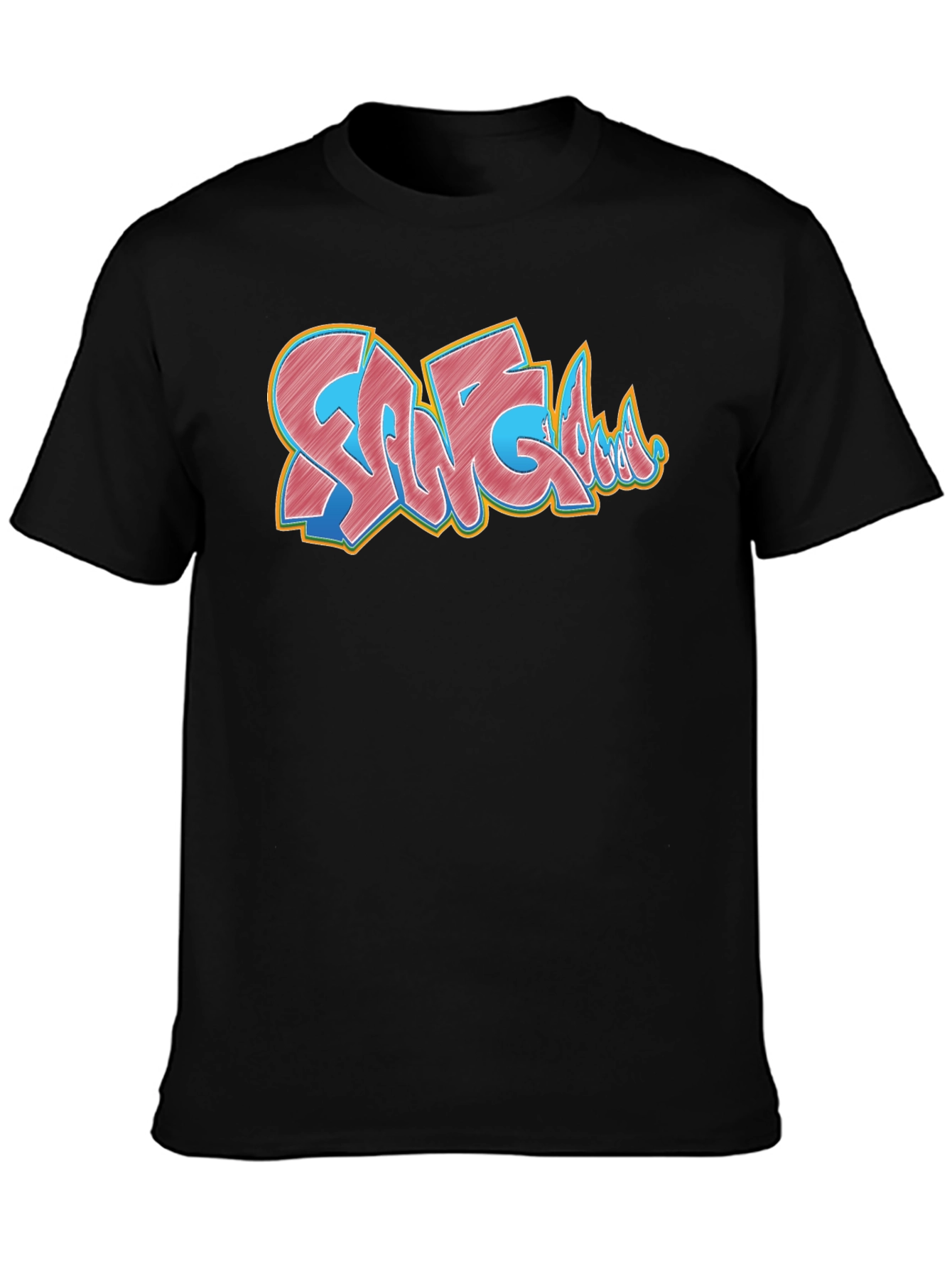 Black Graffiti Style Graphic Print Black T-Shirt view 3
