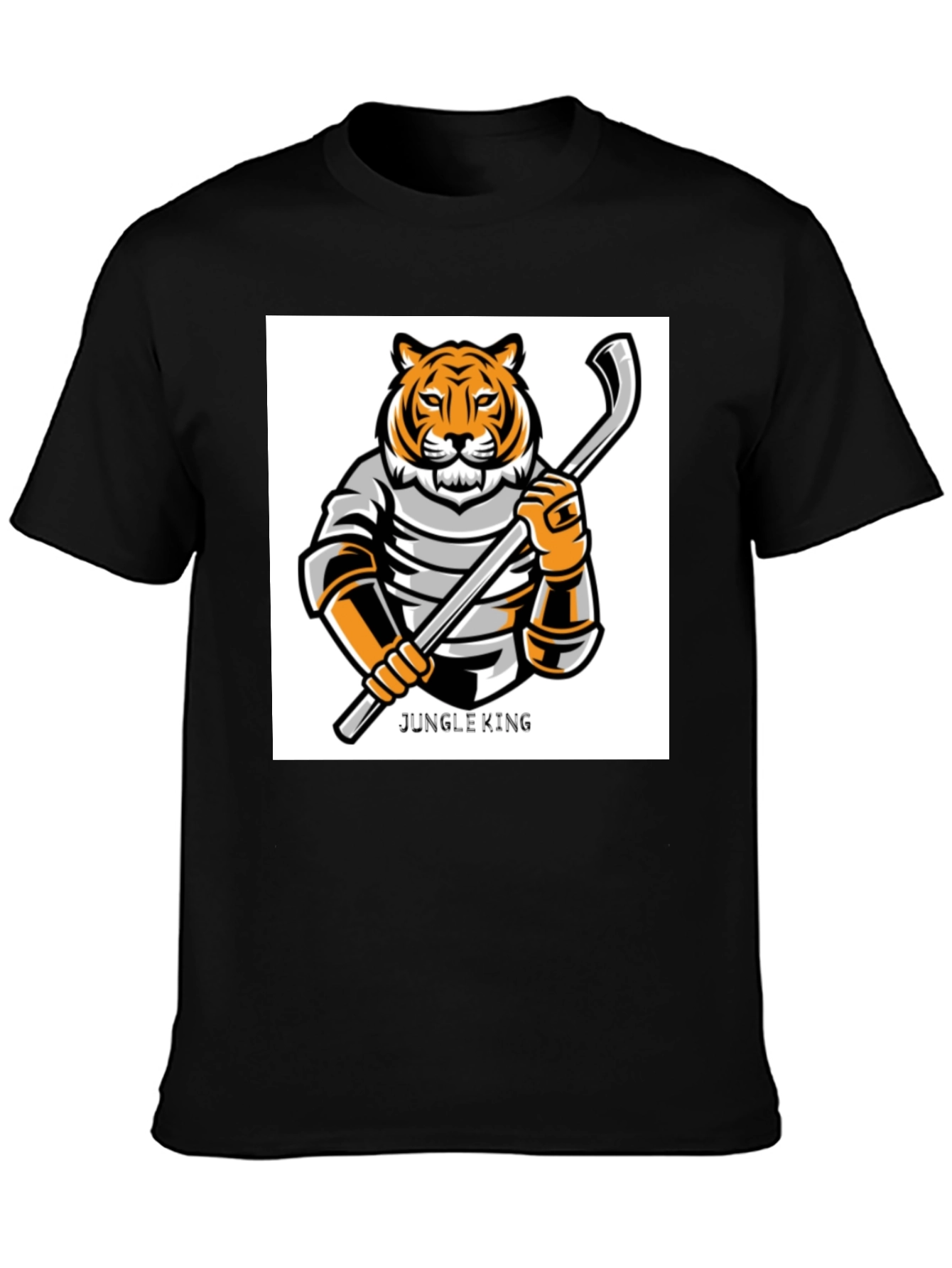 Black Jungle King Tiger Hockey T-Shirt view 3