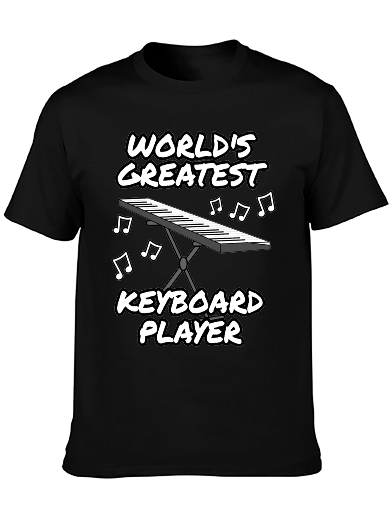 Black World's Greatest Keyboard Player Graphic T-Shirt view 3