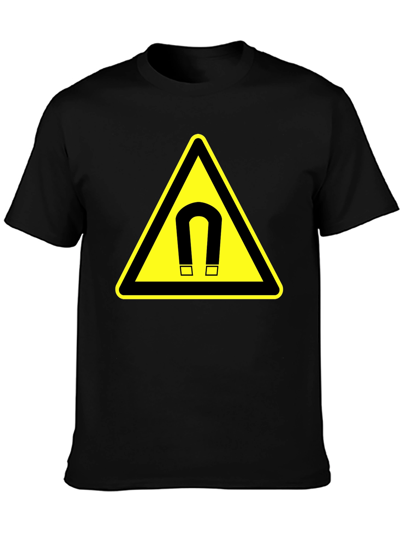 Magnet Warning Sign Graphic T-Shirt - Black Cotton Tee - 3