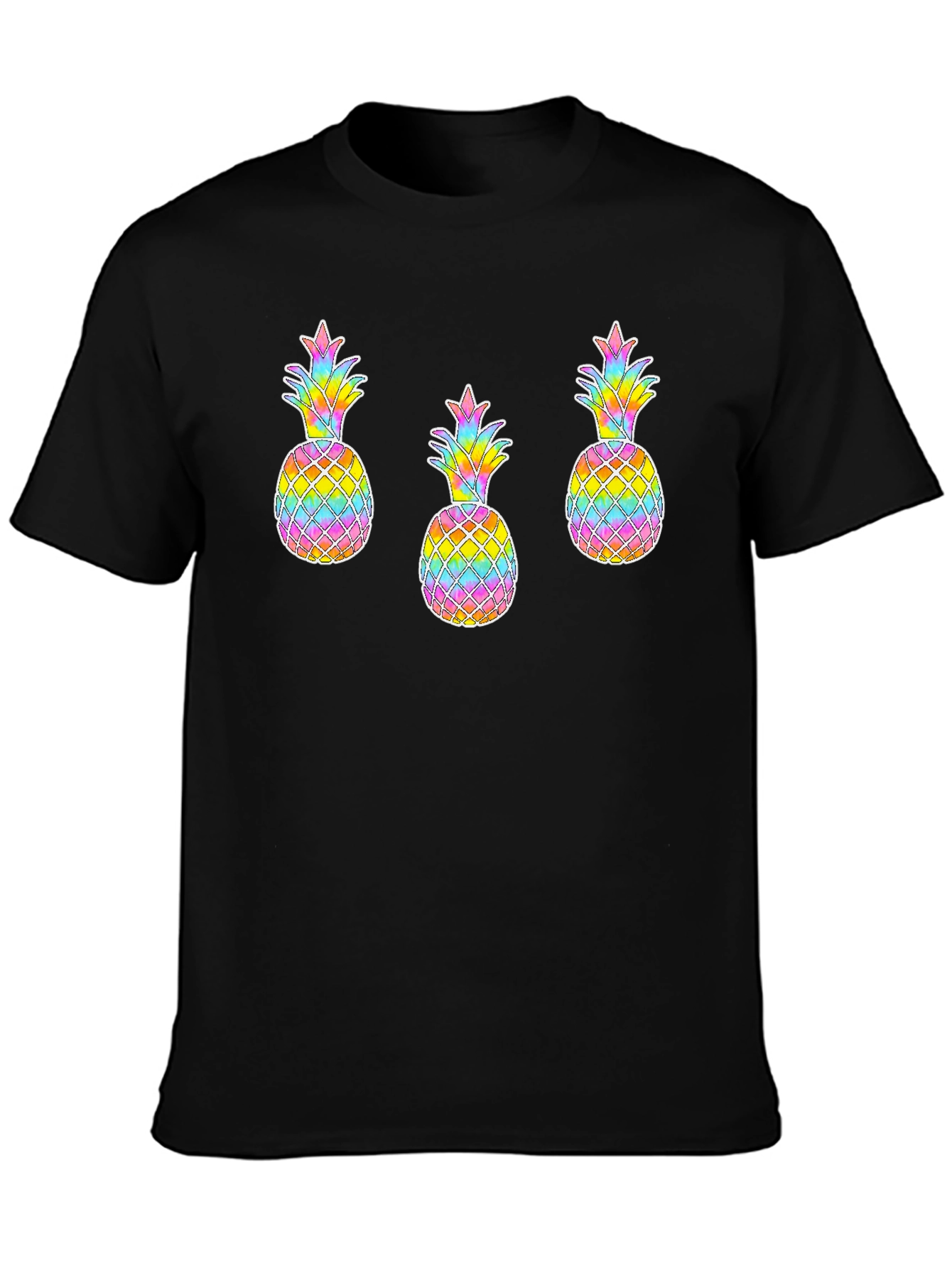 Black Rainbow Pineapple Graphic Tee view 3