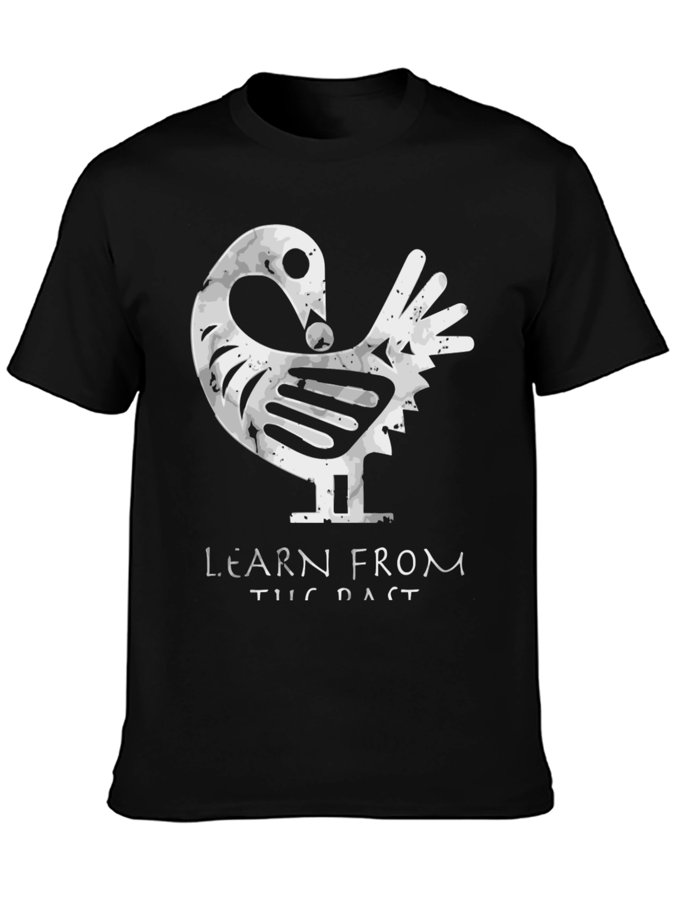 Black Adinkra Inspired T-Shirt - Learn From The Past view 3