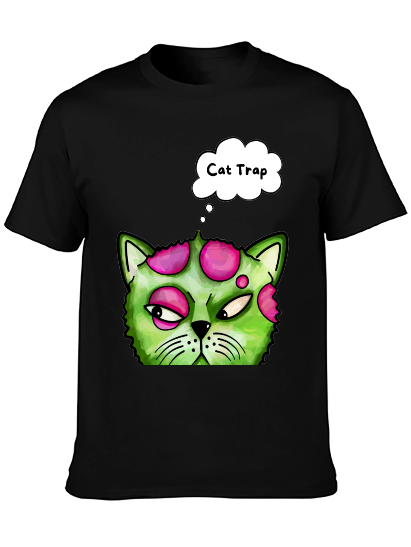 Black Cat Trap Funny Graphic Tee - Novelty T-Shirt view 3