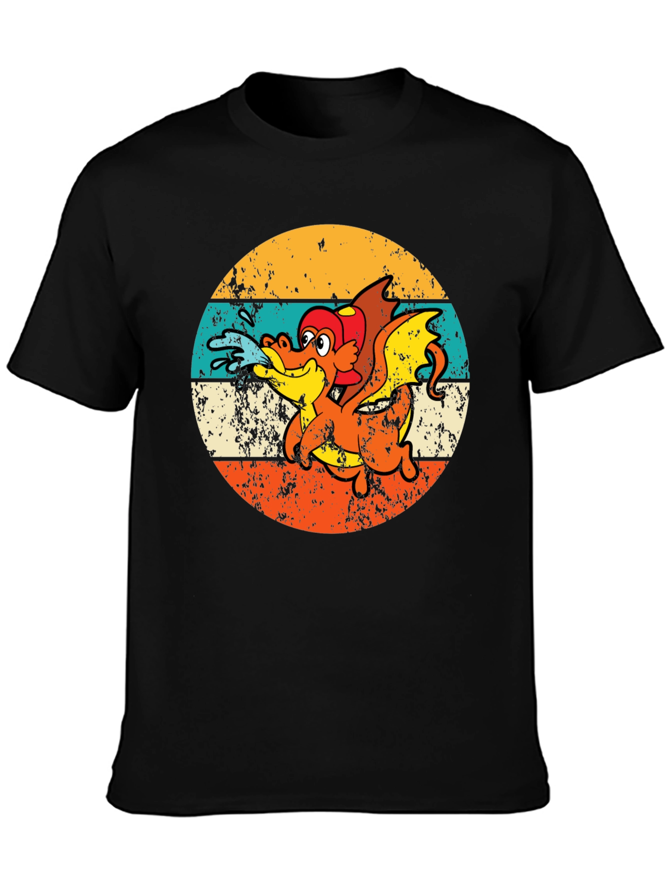 Black Retro Dragon Graphic T-Shirt - Vintage Style Tee view 3