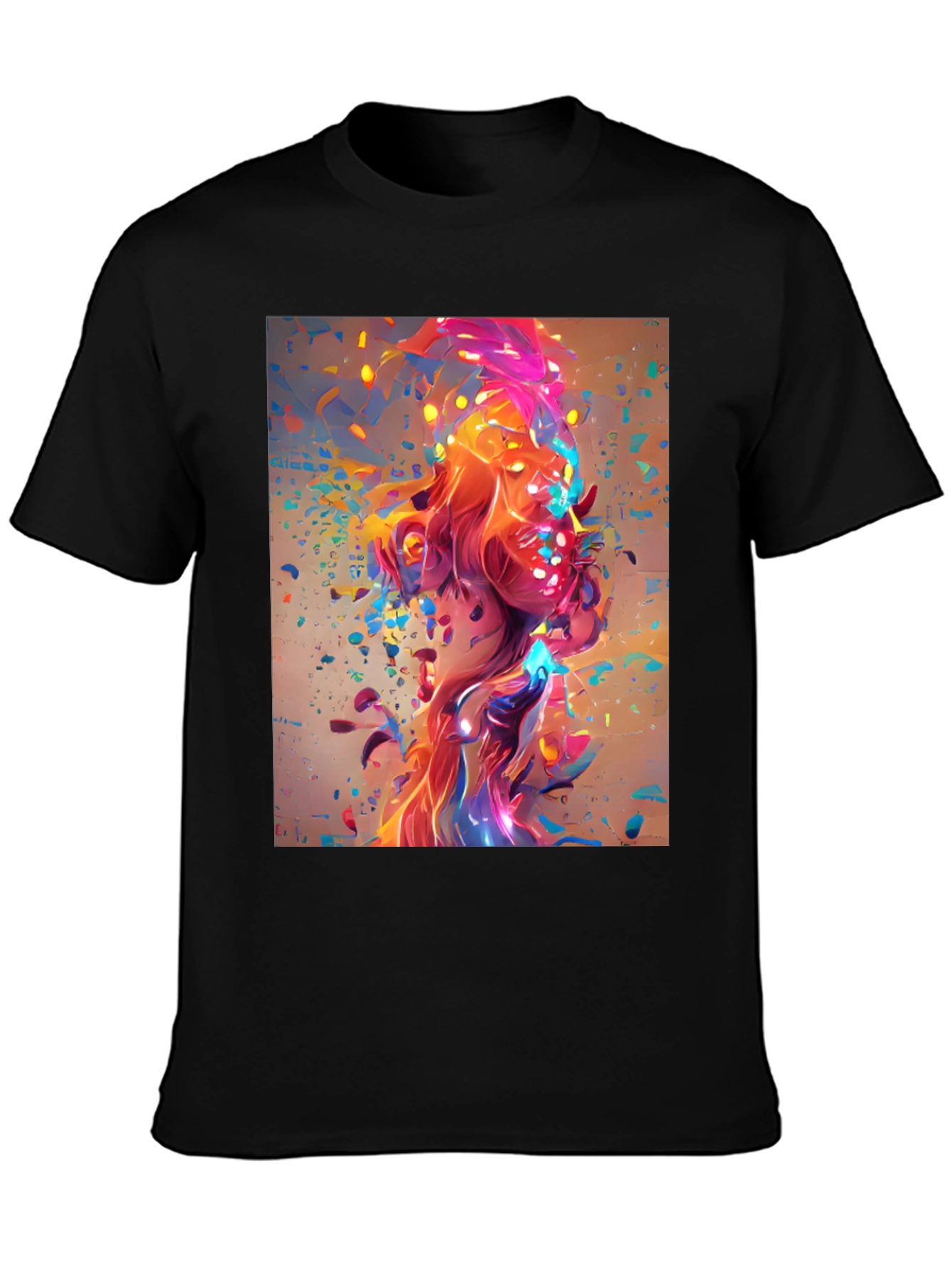 Black Abstract Art Print Black T-Shirt view 3