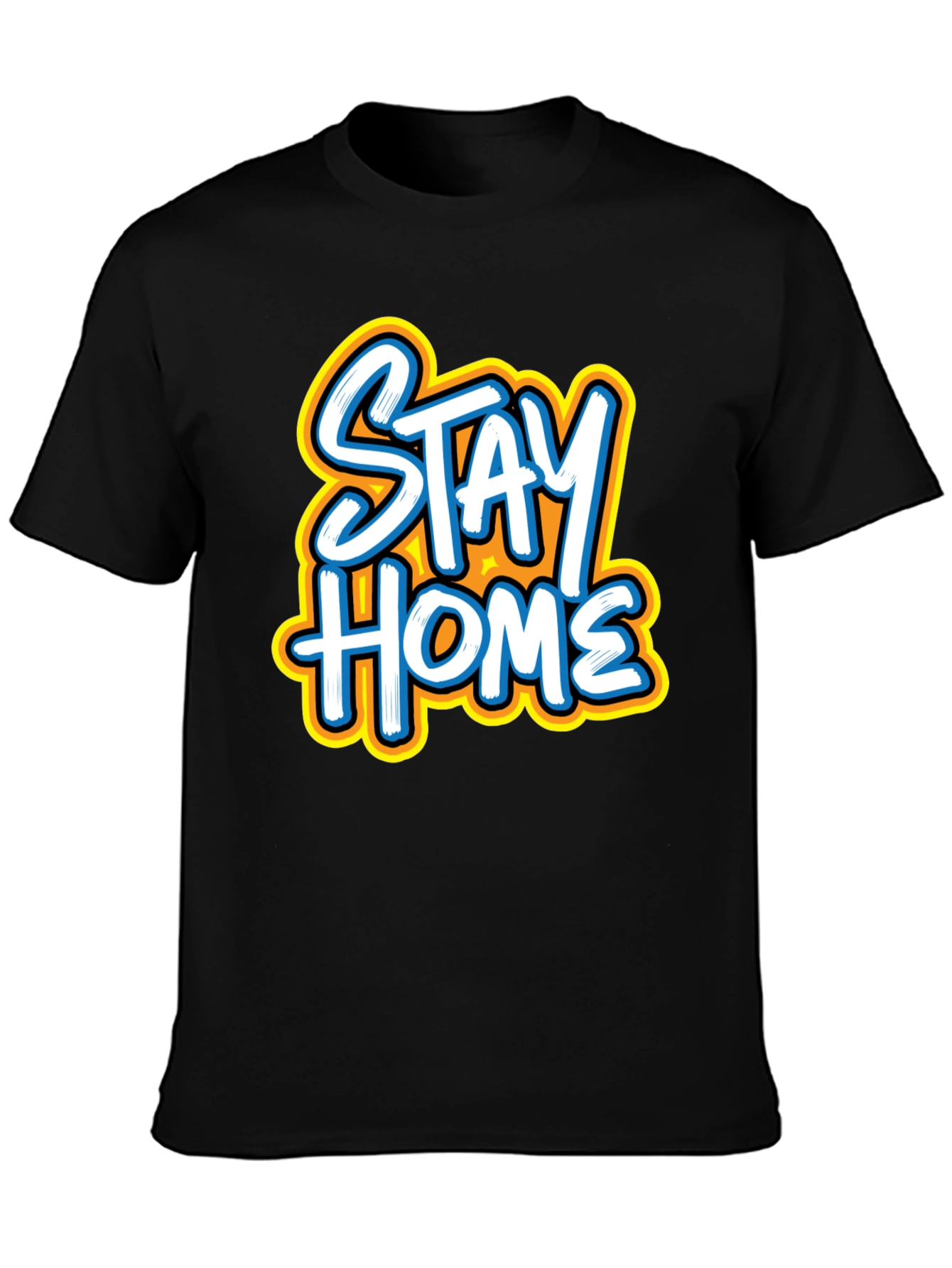 Black Stay Home Graphic Tee - Black Casual T-Shirt view 3