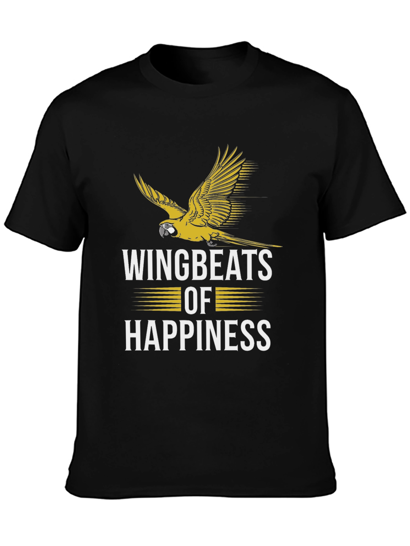 Black Wingbeats of Happiness Parrot Graphic Tee view 3