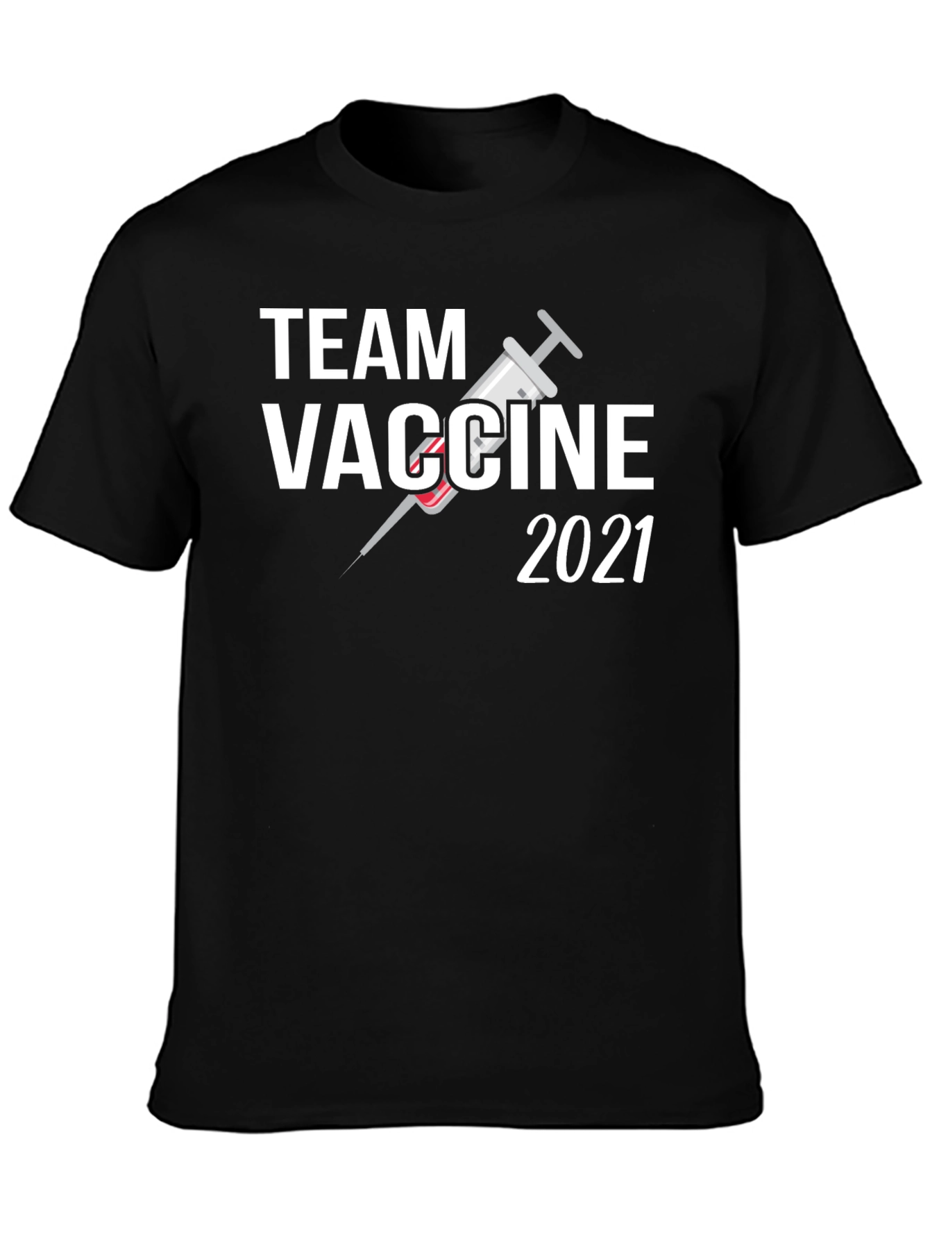 Black Team Vaccine 2021 Black T-Shirt view 3
