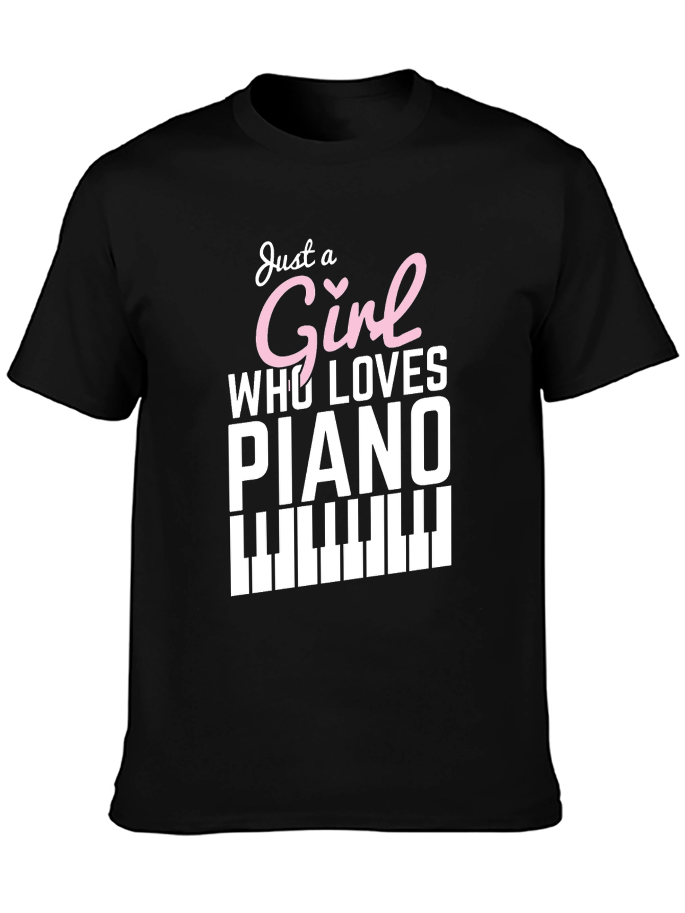 Black Just a Girl Who Loves Piano - Graphic Tee view 3
