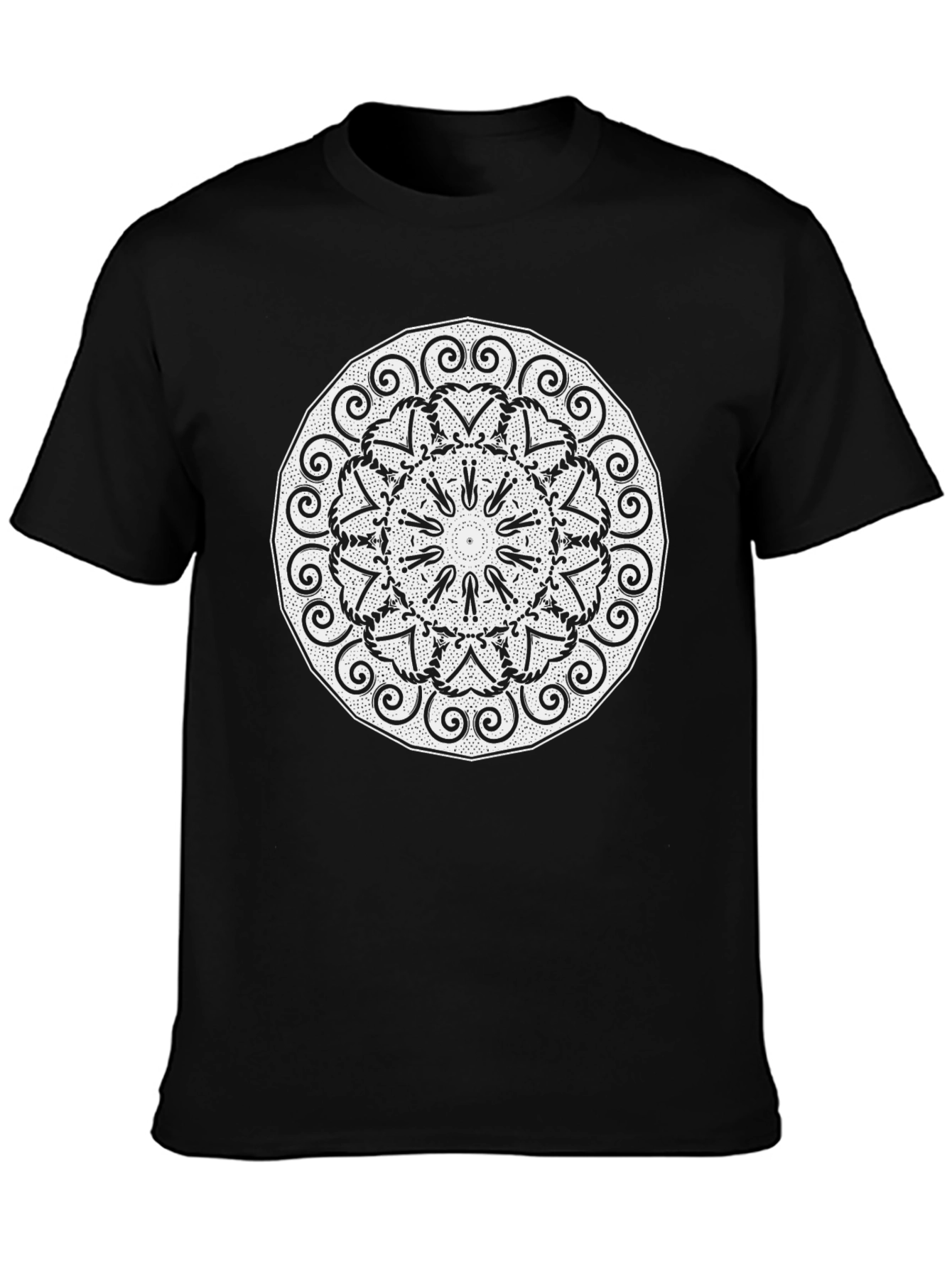 Black Mandala Graphic Tee - Stylish & Unique Black T-Shirt view 3