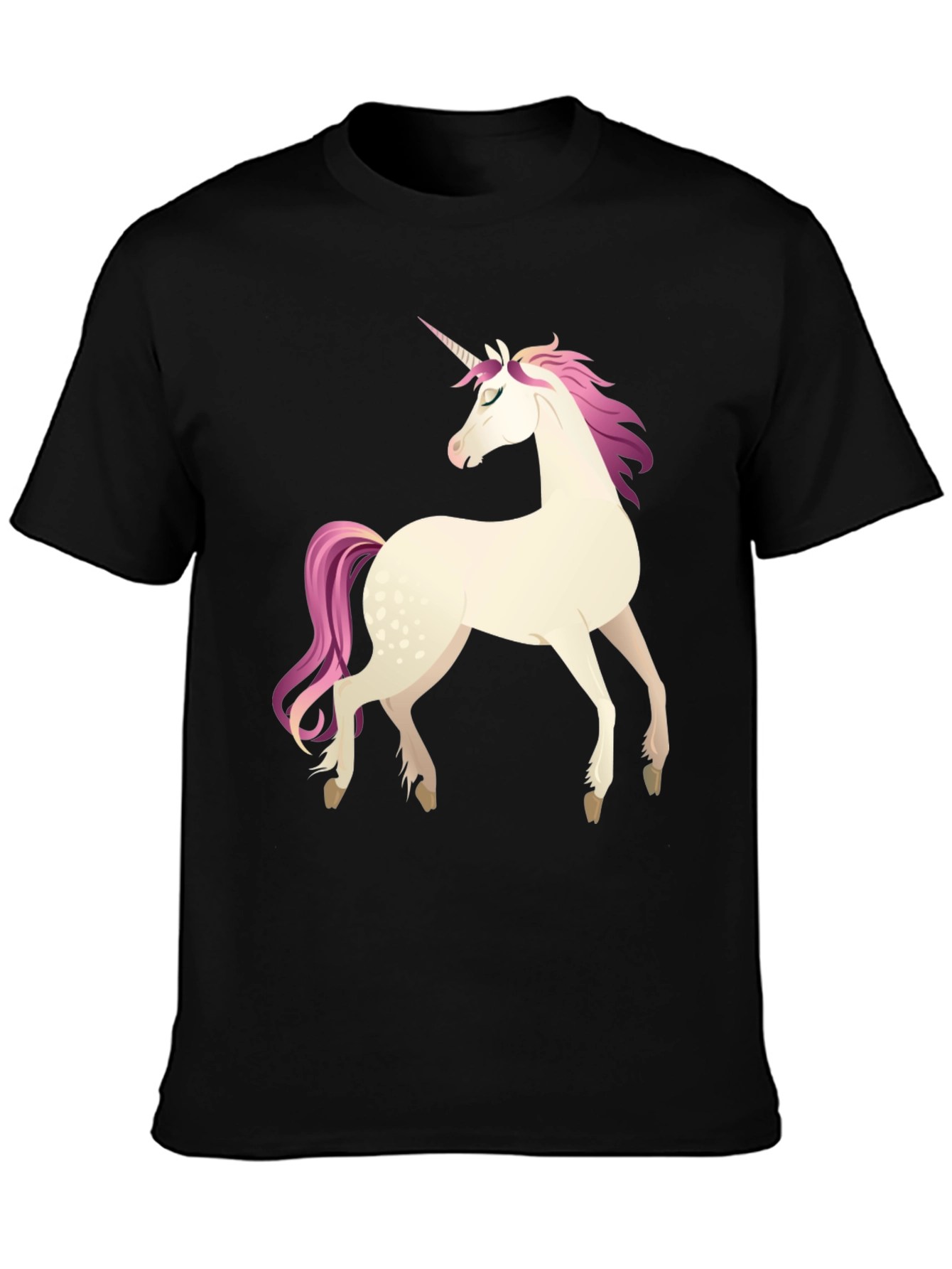 Black Unicorn Graphic Tee - Black Cotton Blend Shirt view 3