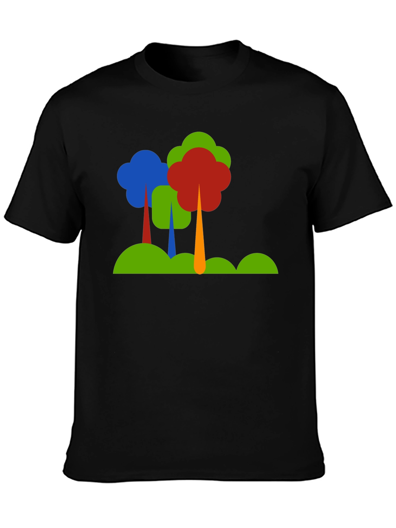 Black Abstract Tree Graphic Black T-Shirt view 3