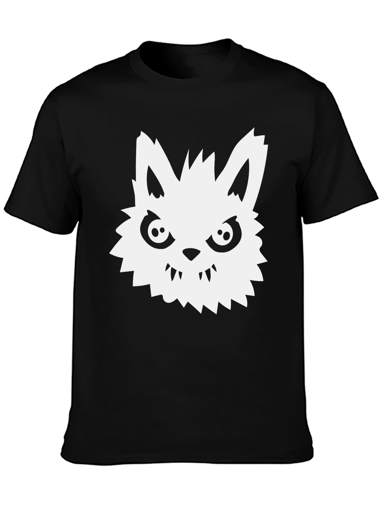 Black Men's Black T-Shirt with White Werewolf Graphic view 3