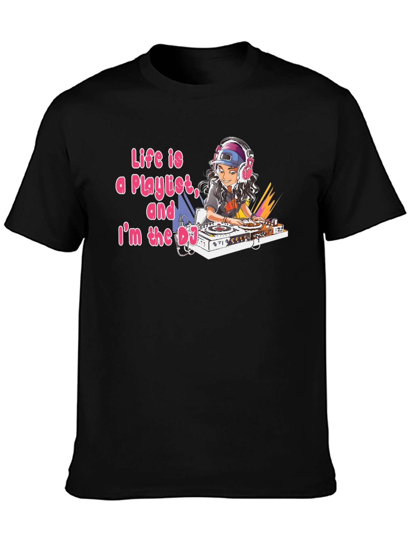 Black Life is a Playlist DJ Graphic Tee - Black view 3