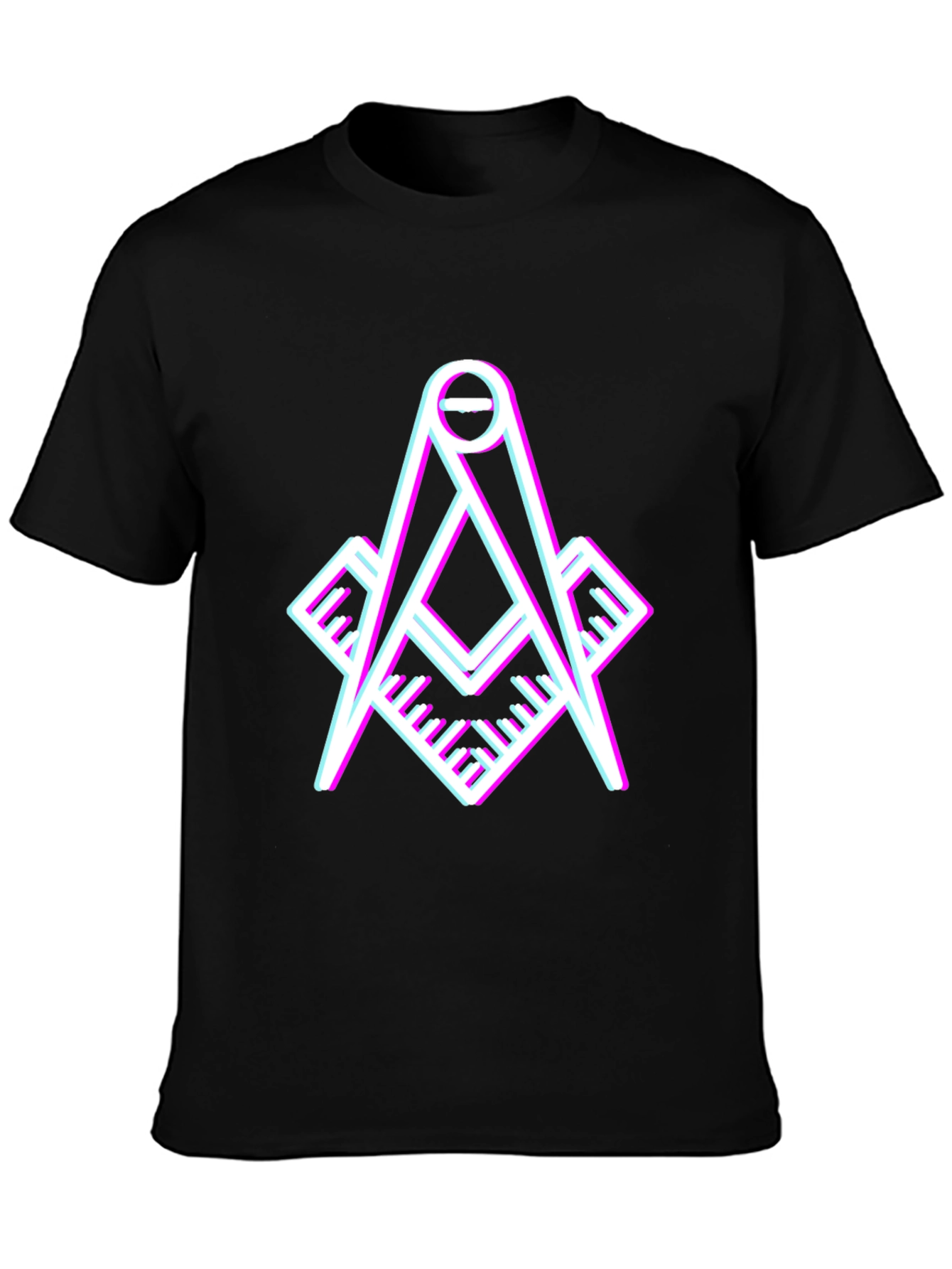 Black Modern Masonic Compass T-Shirt view 3