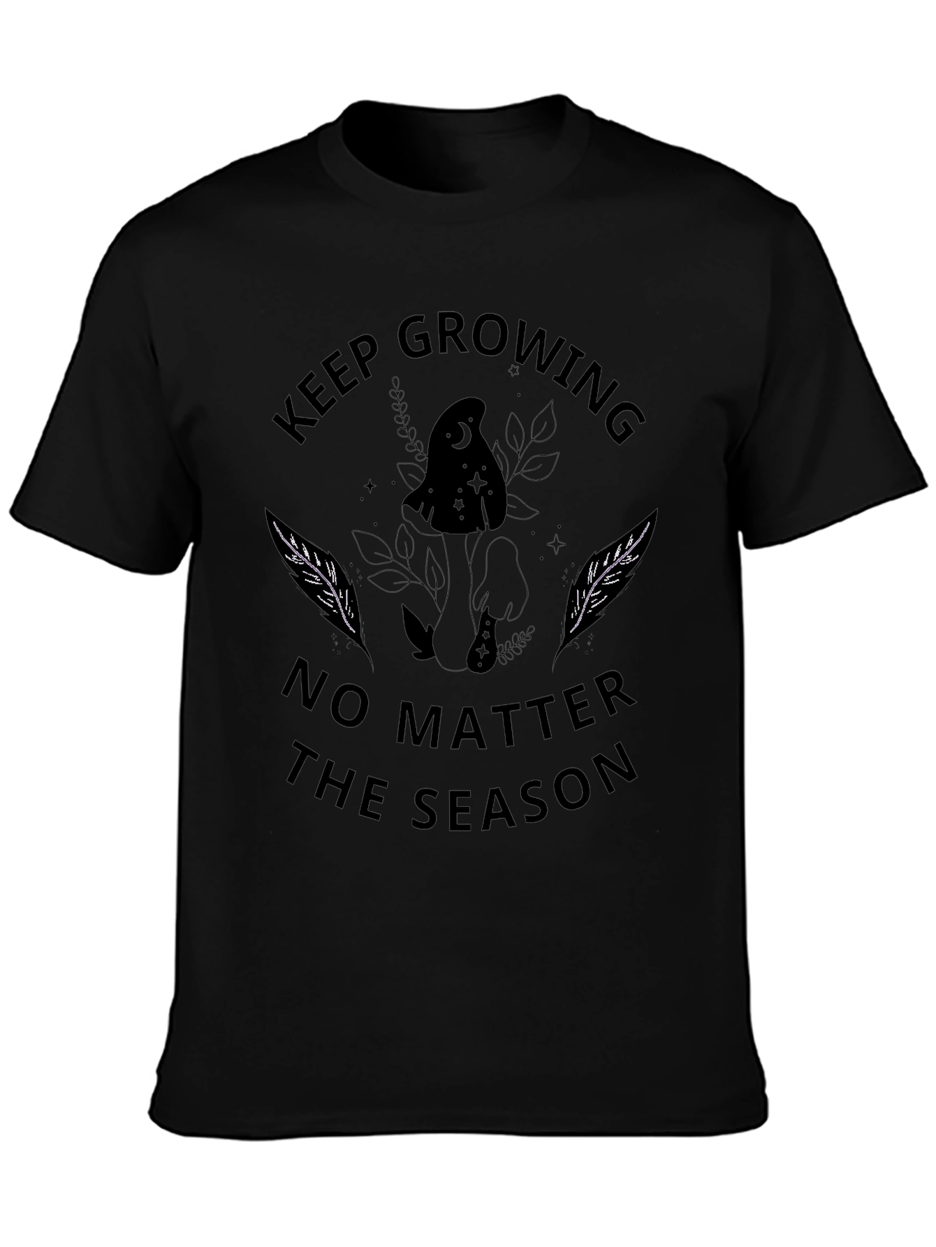 Black Keep Growing T-Shirt - Unisex Black Tee view 3