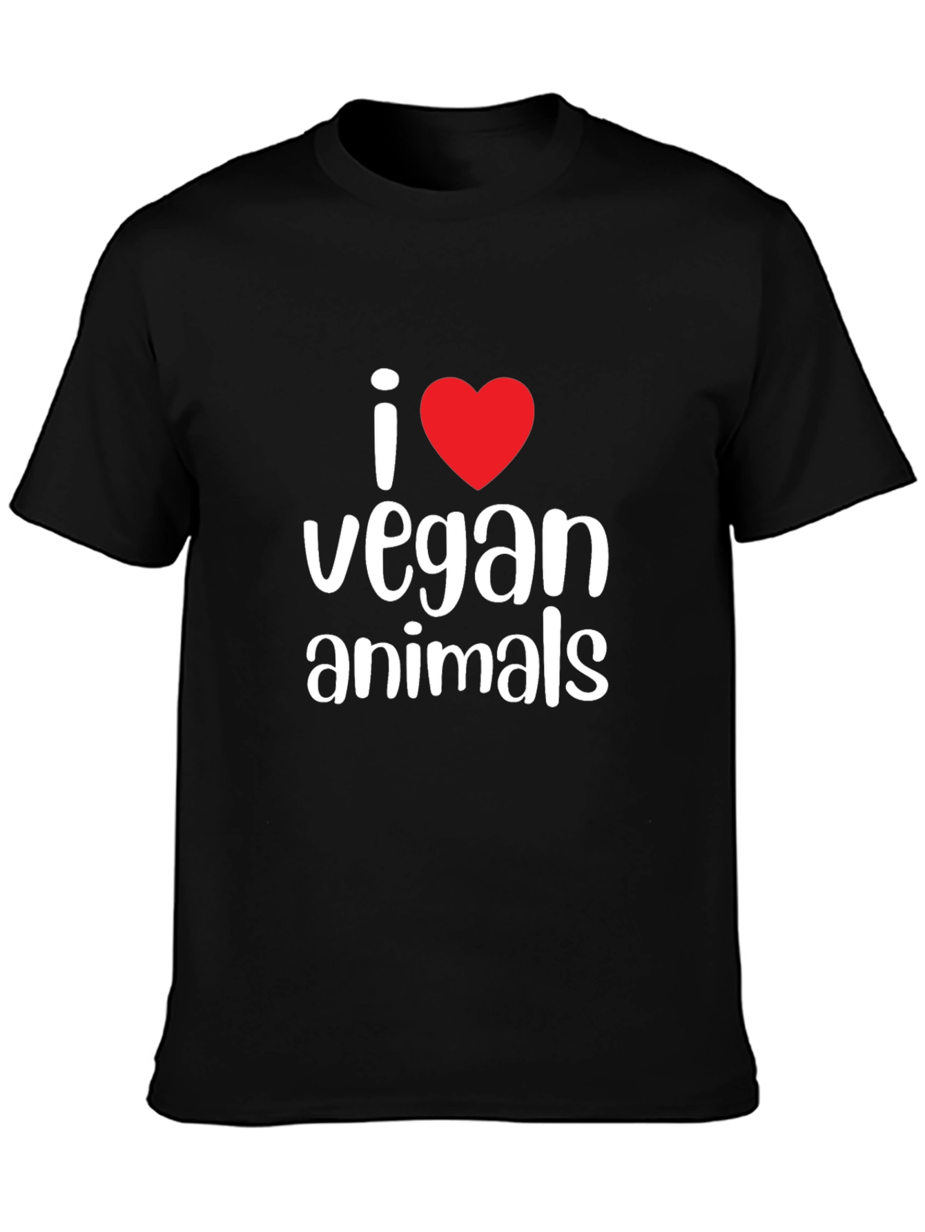 Black I Heart Vegan Animals Graphic Tee - Black Cotton view 3