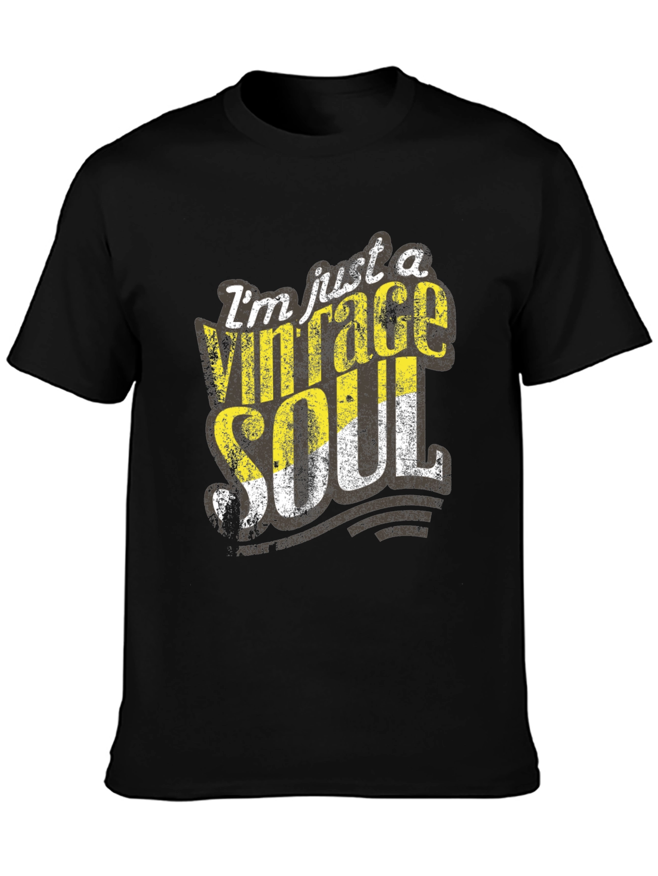 Black Vintage Soul Graphic Tee - Distressed Print, Casual Black T-Shirt view 3