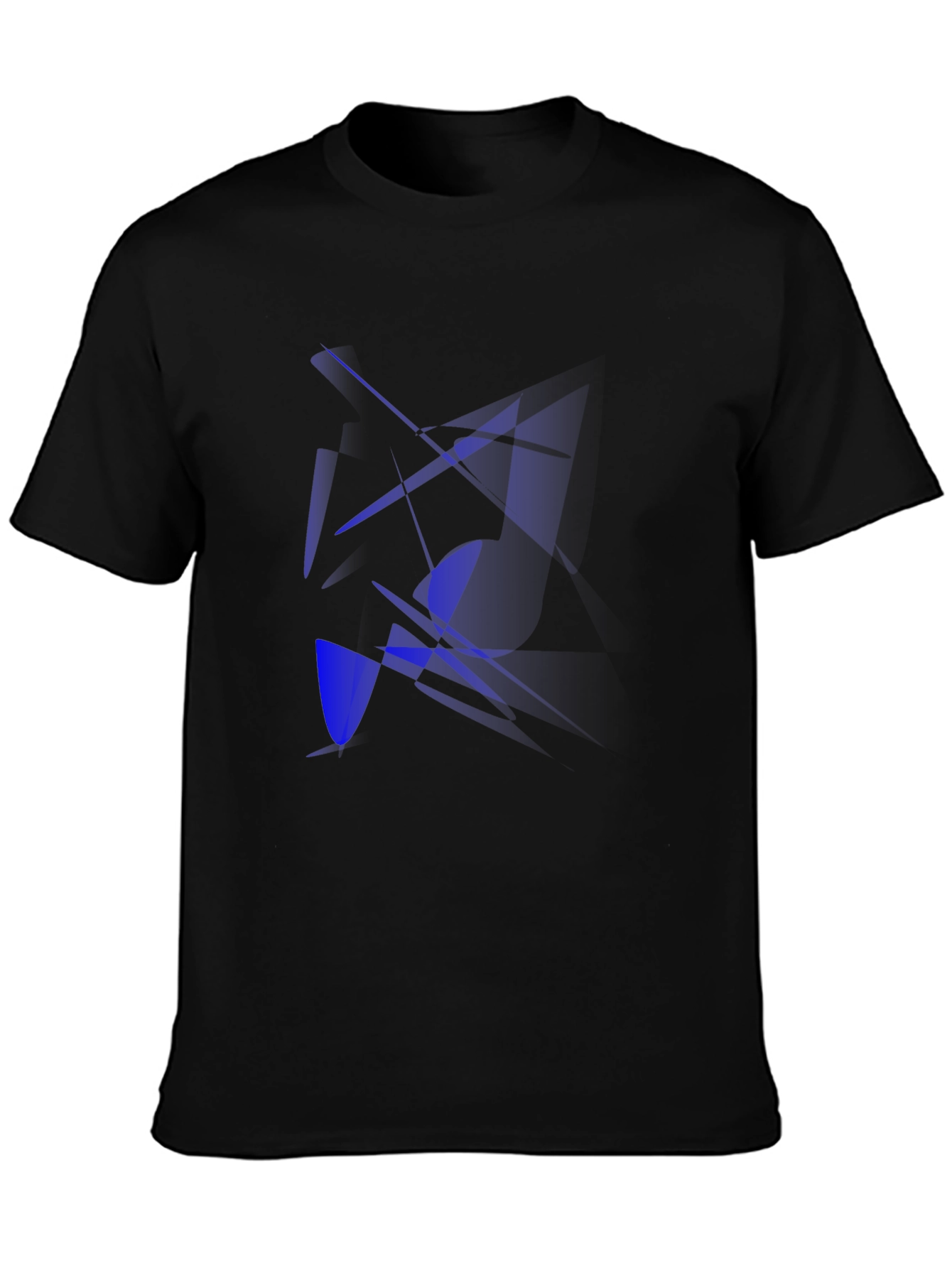 Black Abstract Blue Design Black T-Shirt view 3