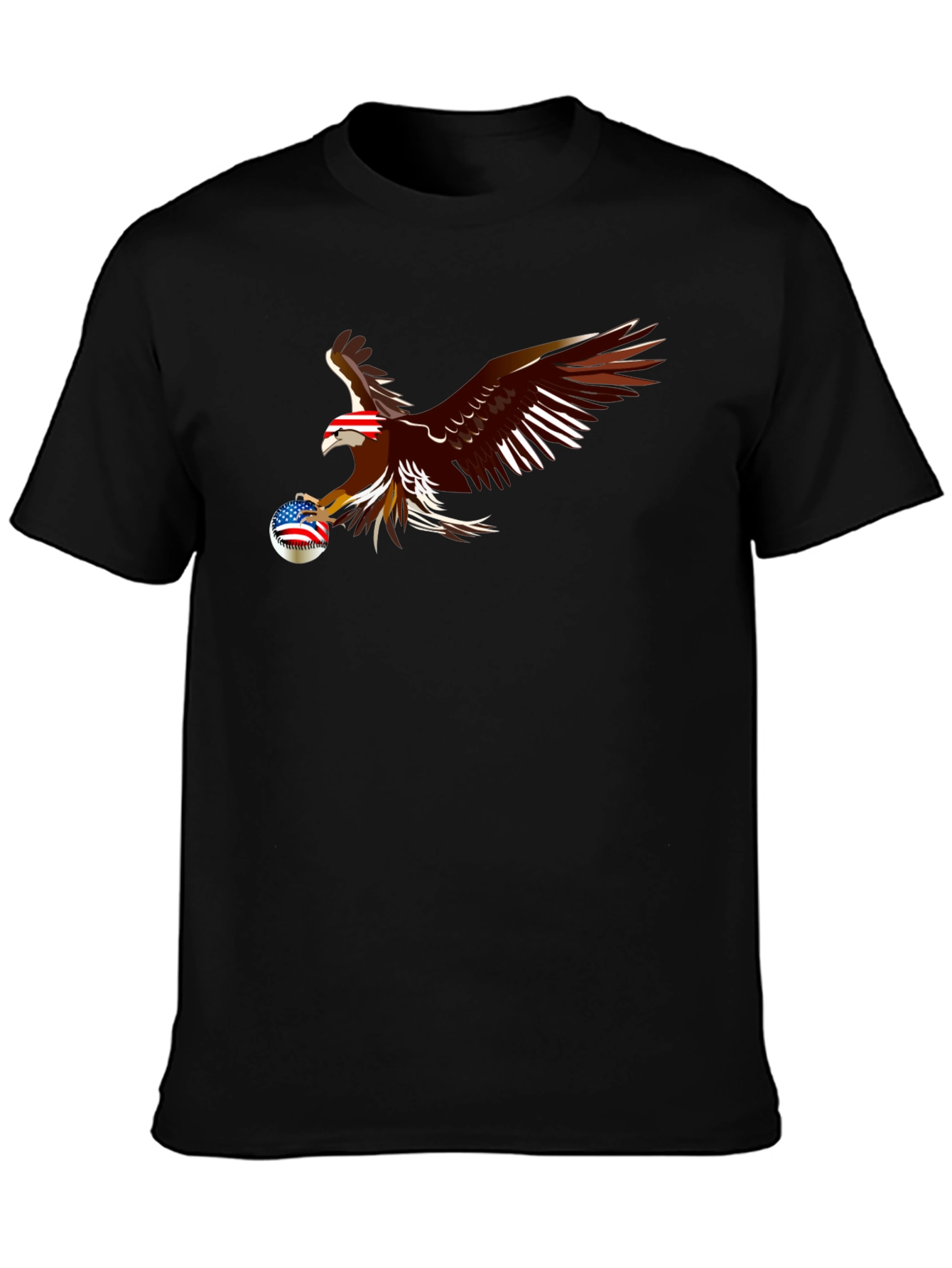 Black Bald Eagle US Flag Baseball T-Shirt view 3