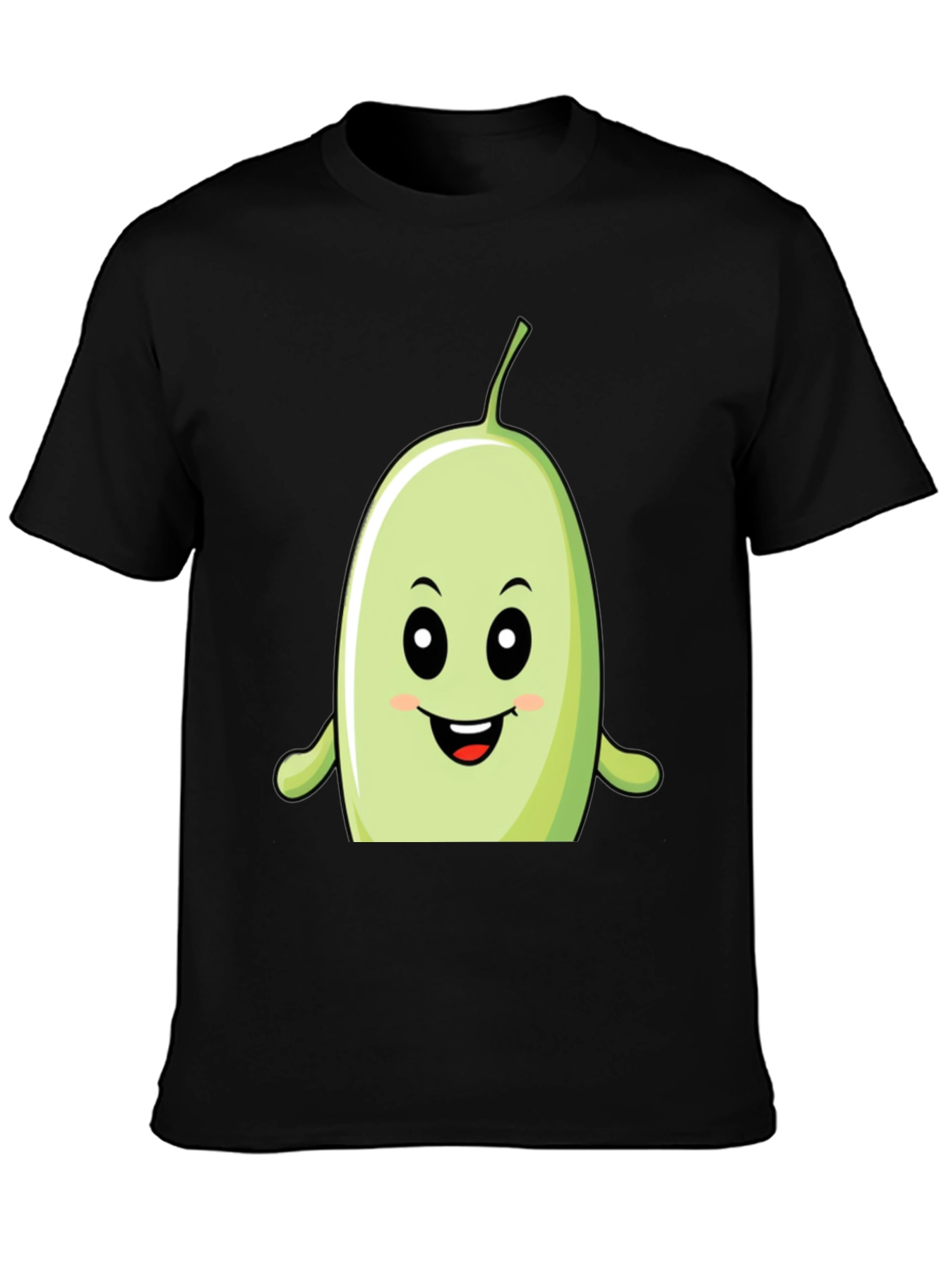 Black Funny Bean Cartoon Graphic Black T-Shirt view 3