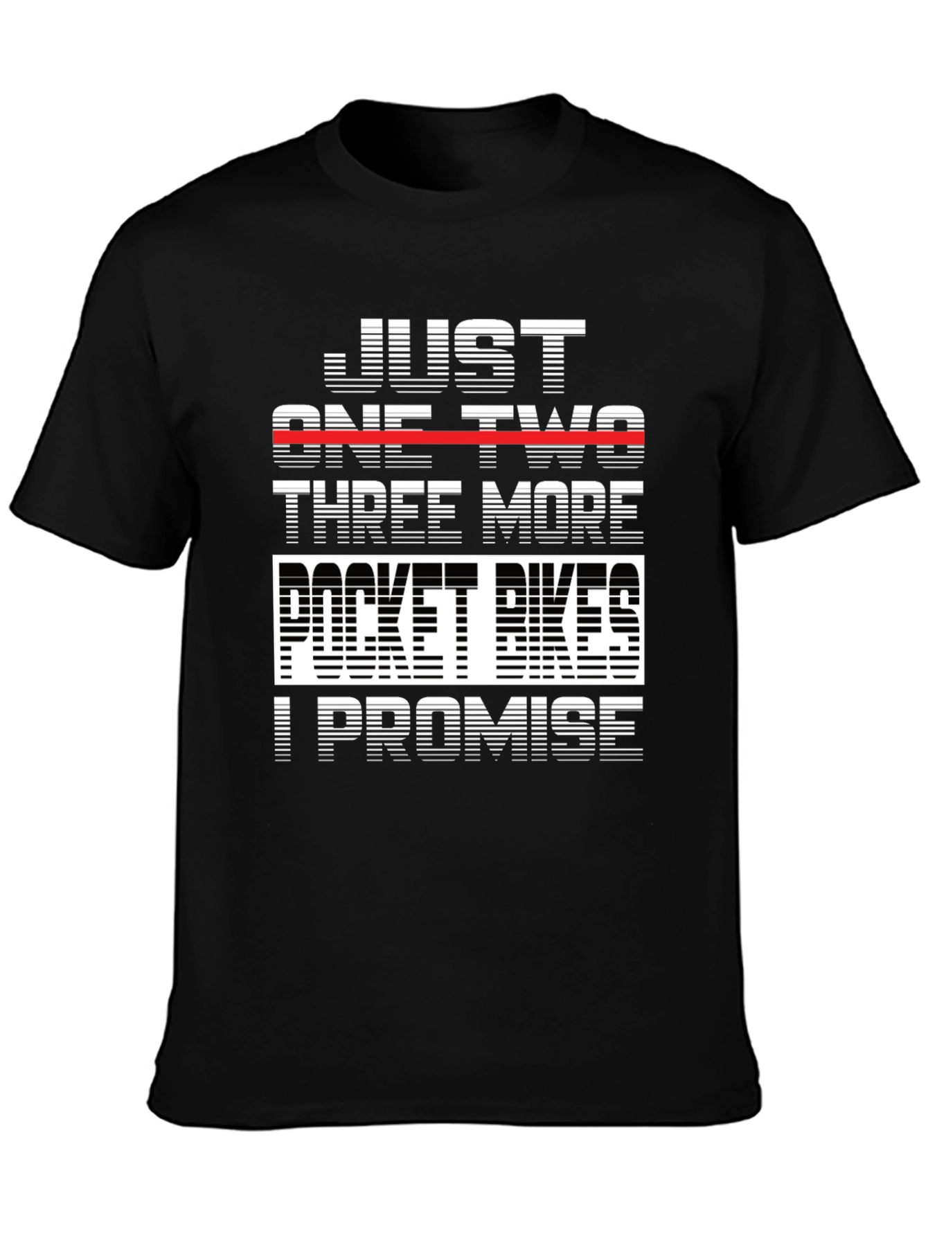 Black Just One Two Three More Pocket Bikes T-Shirt view 3