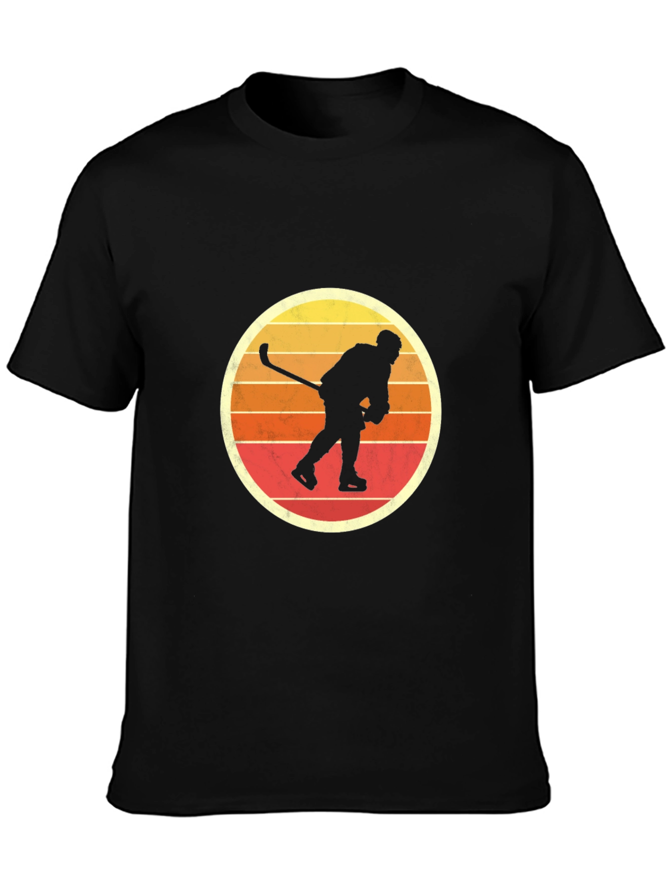 Black Retro Hockey Player Graphic T-Shirt - Vintage Style view 3