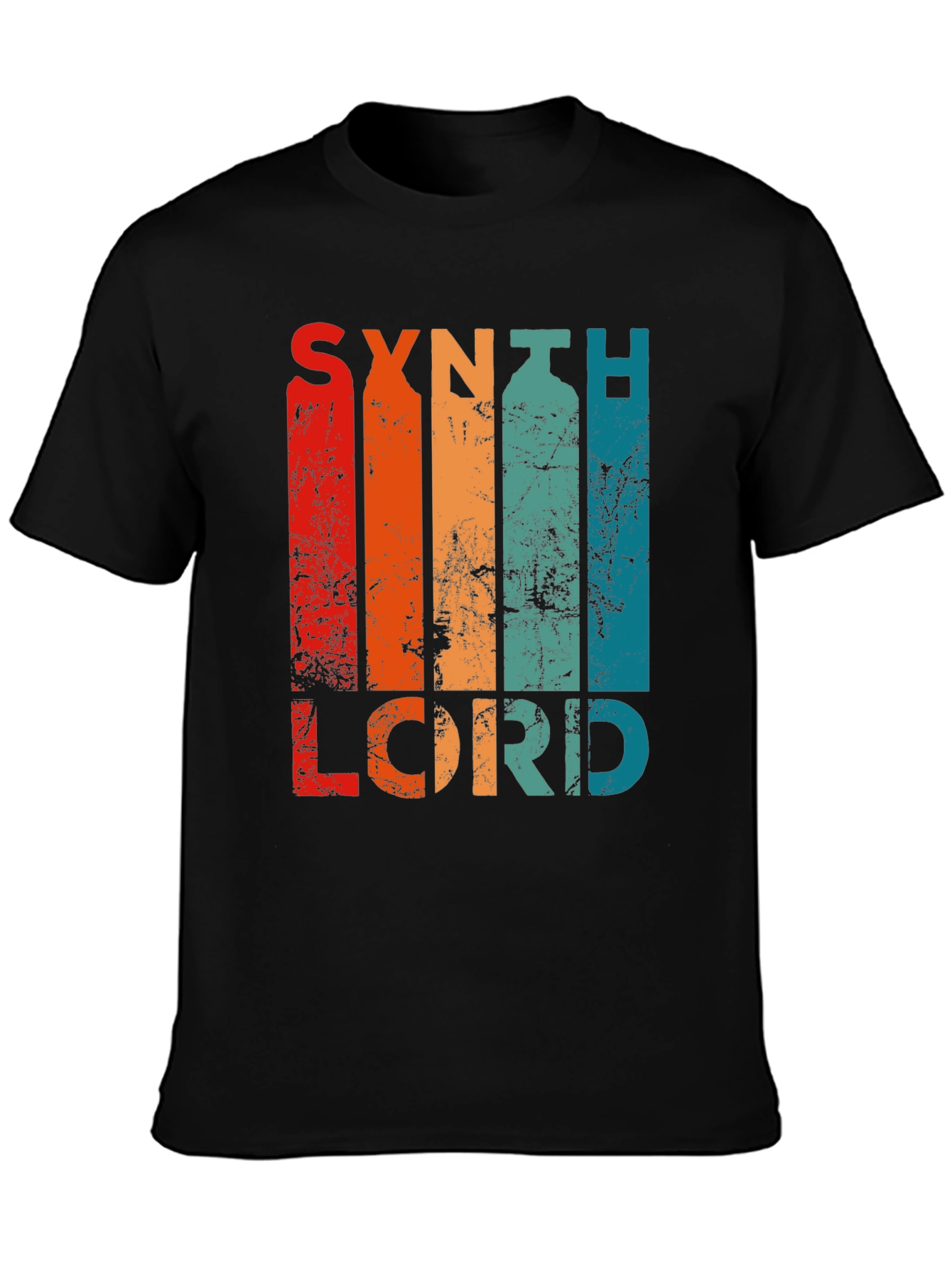 Black Synth Lord Retro T-Shirt, Vintage Style view 3