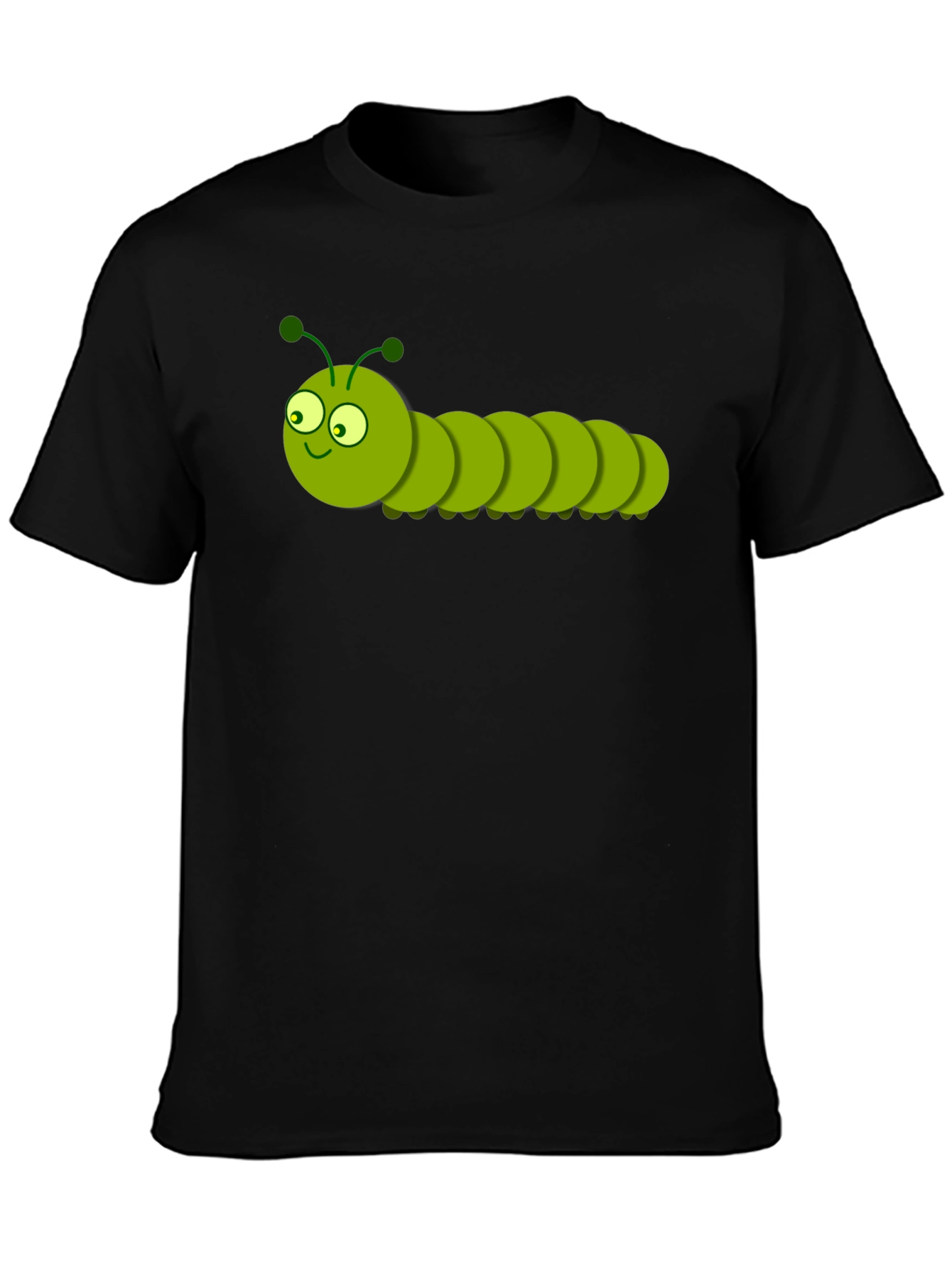 Black Cartoon Caterpillar Graphic T-Shirt - Black view 3