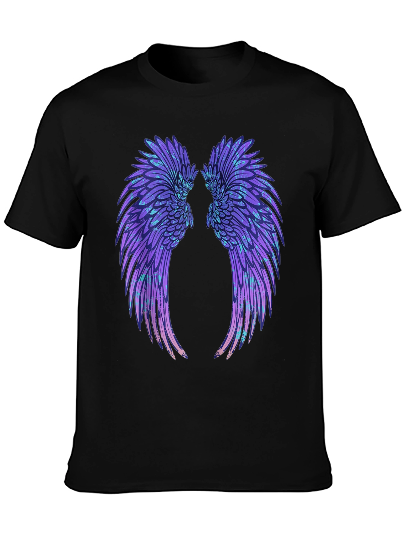Black Angel Wings Graphic Black T-Shirt view 3