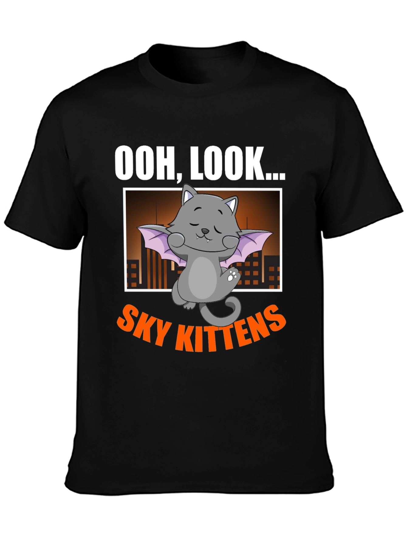 Black Ooh, Look... Sky Kittens Black Graphic Tee view 3