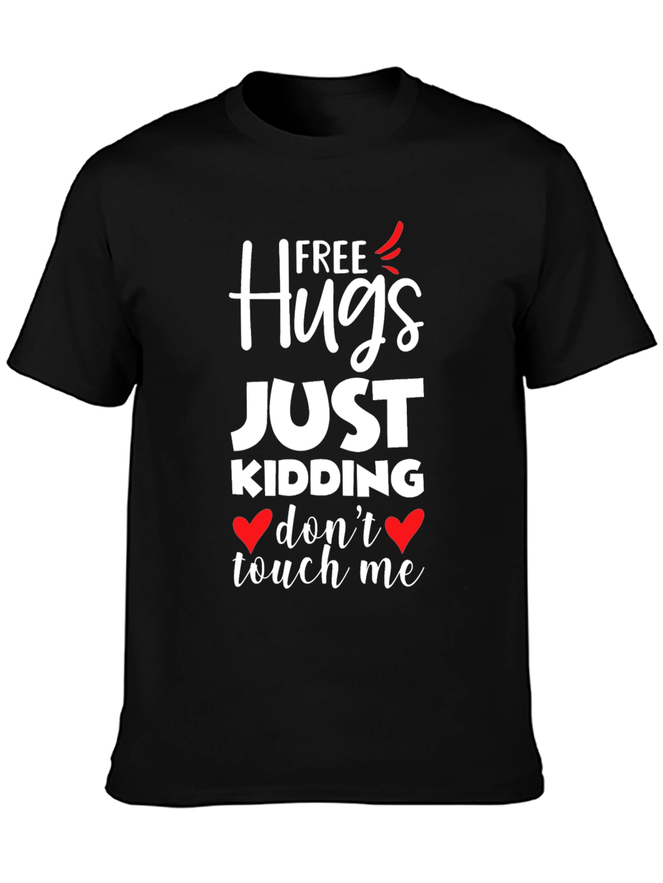 Black Free Hugs Just Kidding Graphic T-Shirt view 3
