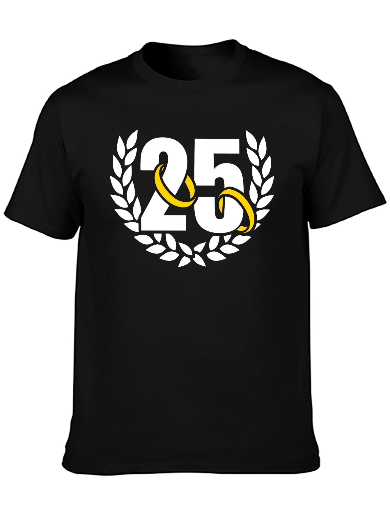 25th Anniversary T-Shirt - Gold Rings Laurel Wreath - 3