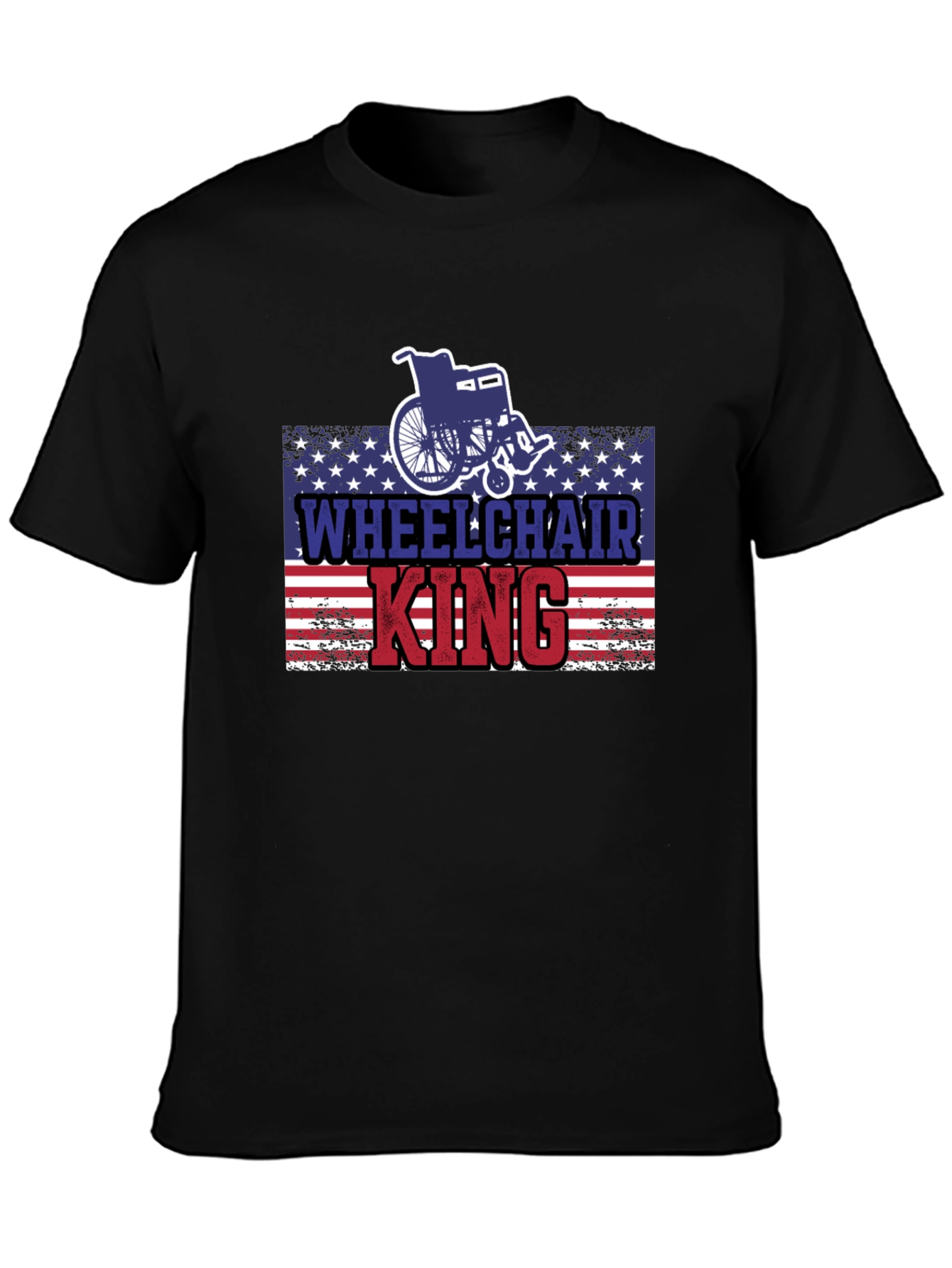 Black Wheelchair King T-Shirt - Patriotic Design view 3