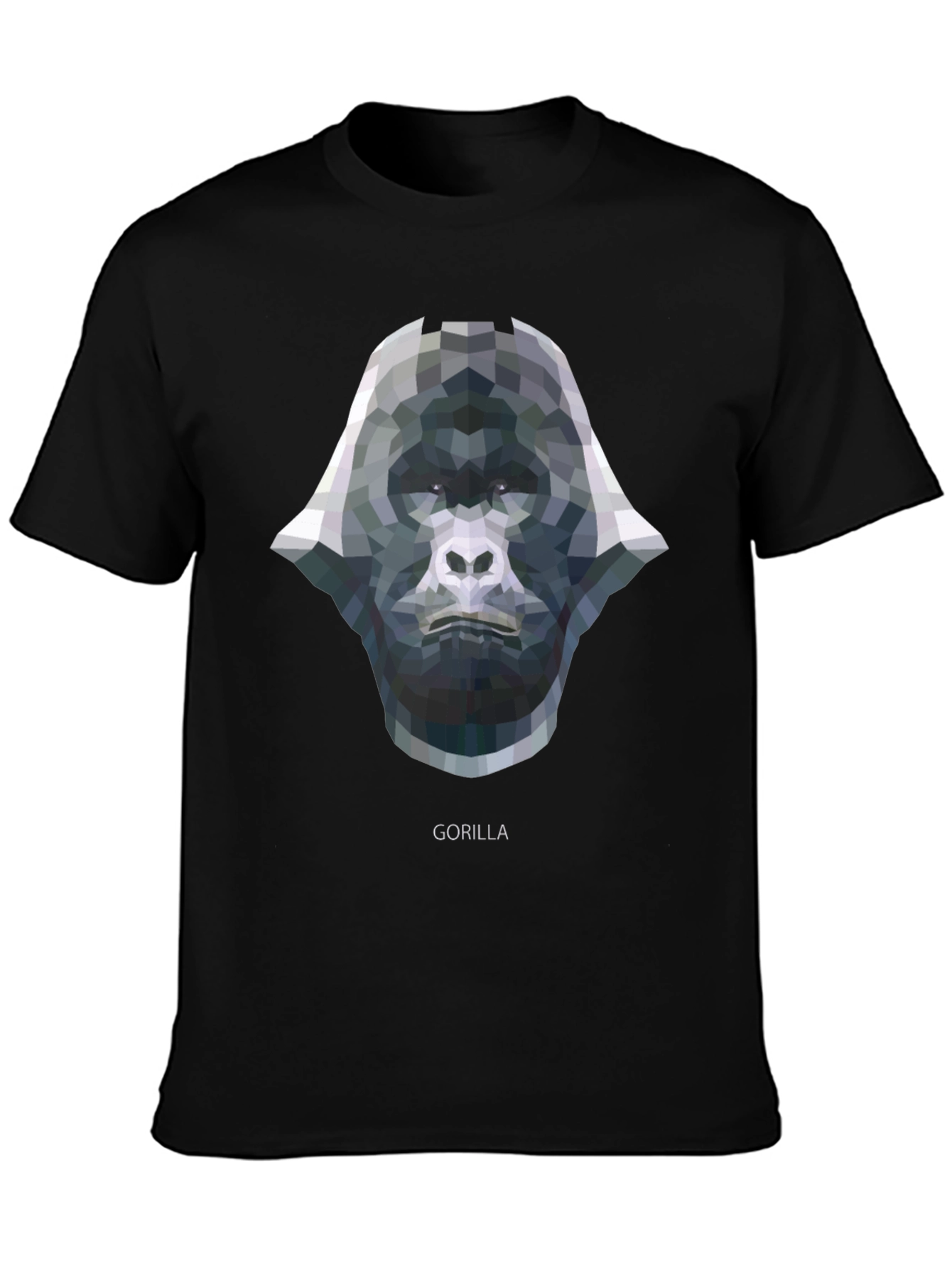 Black Geometric Gorilla Graphic Tee - Black Cotton view 3
