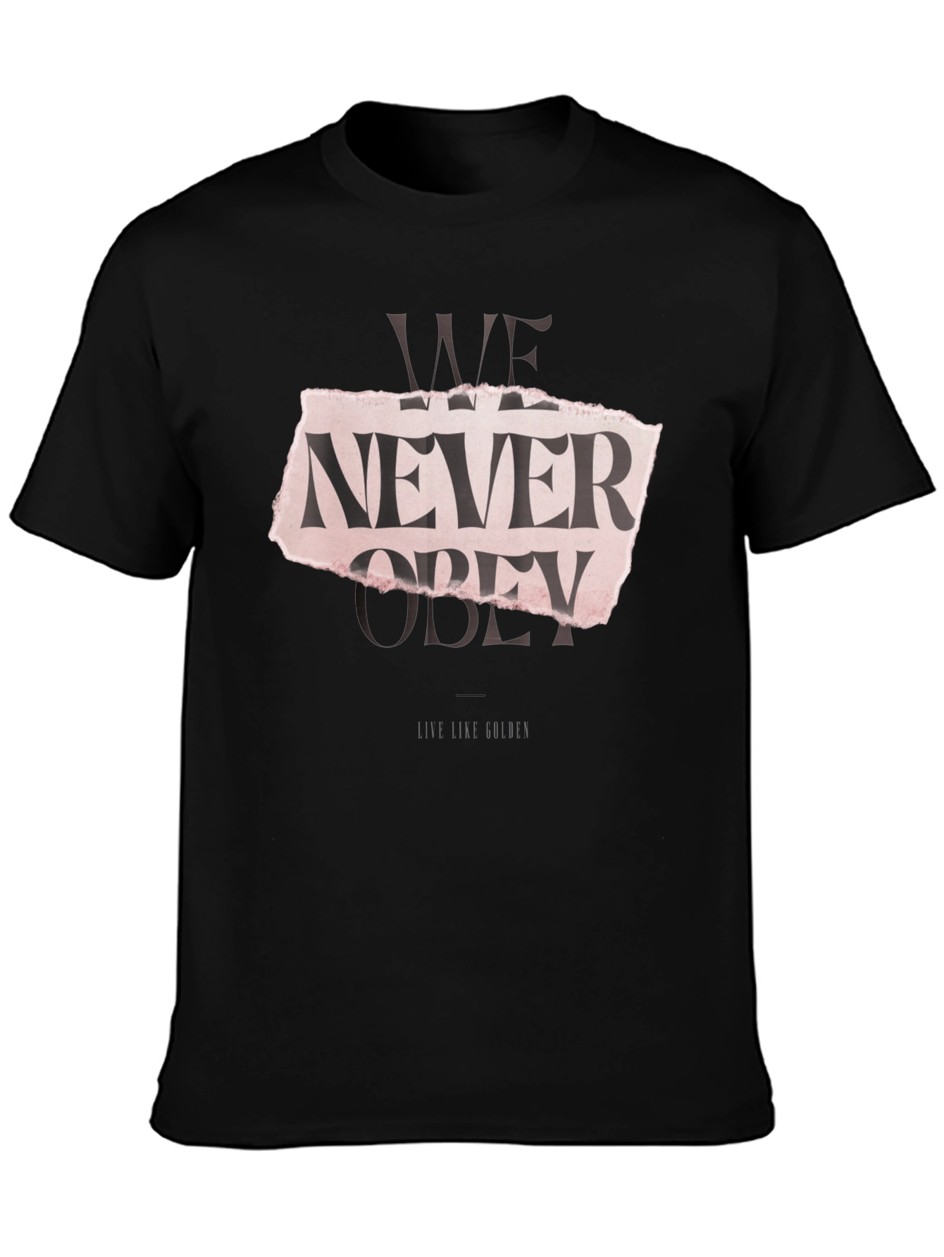 Black Edgy We Never Obey Graphic T-Shirt view 3
