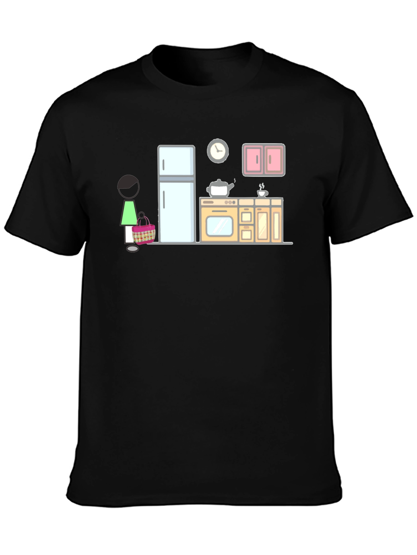 Black Cartoon Kitchen Graphic T-Shirt view 3