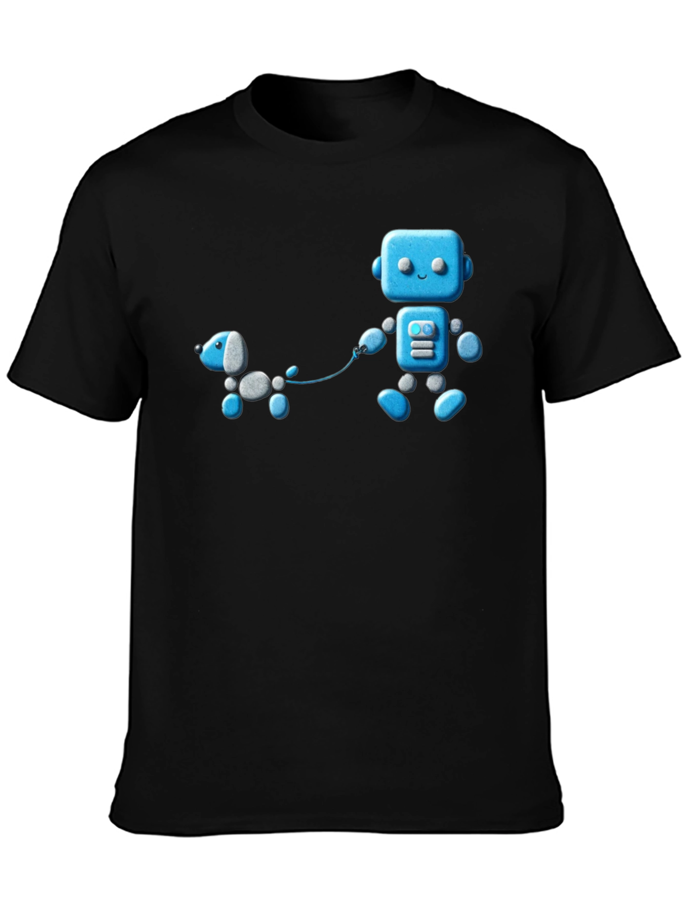 Black Robot and Dog Graphic T-Shirt - Unisex Black Tee view 3