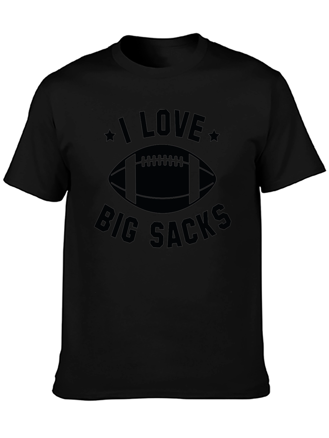 Black I Love Big Sacks Football Graphic T-Shirt view 3