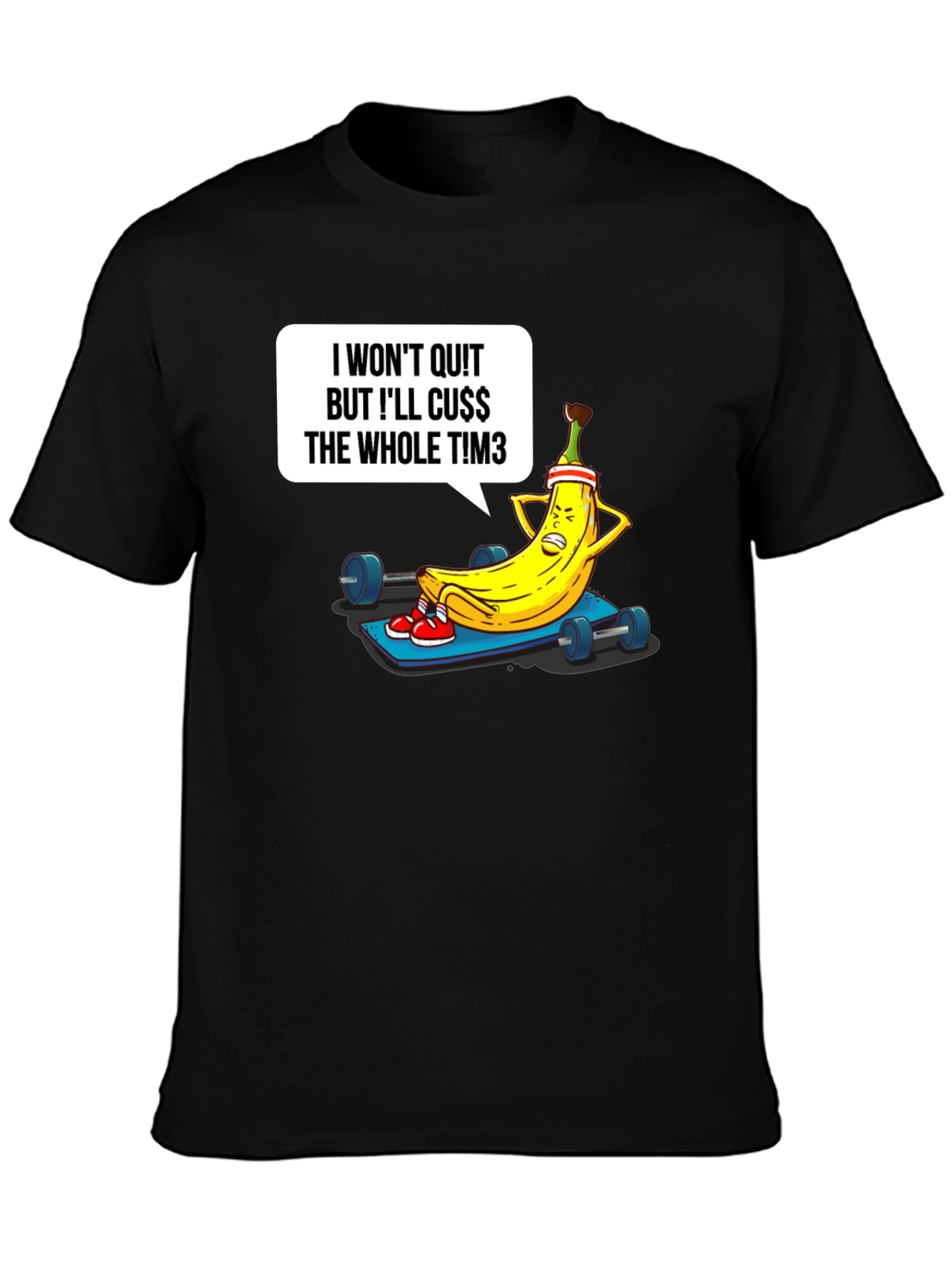 Black Funny Workout Banana Graphic T-Shirt view 3