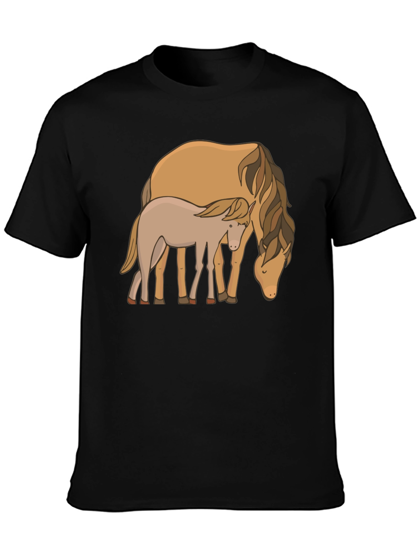 Black Horse & Foal Graphic Tee - Black Casual T-Shirt view 3