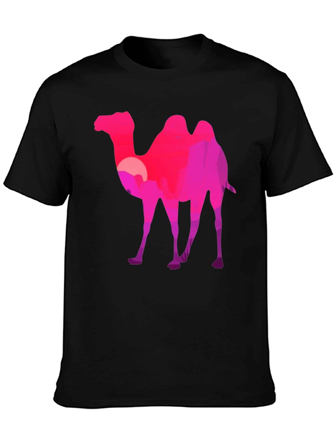 Black Camel Silhouette T-Shirt - Desert Sunset Graphic Tee view 3