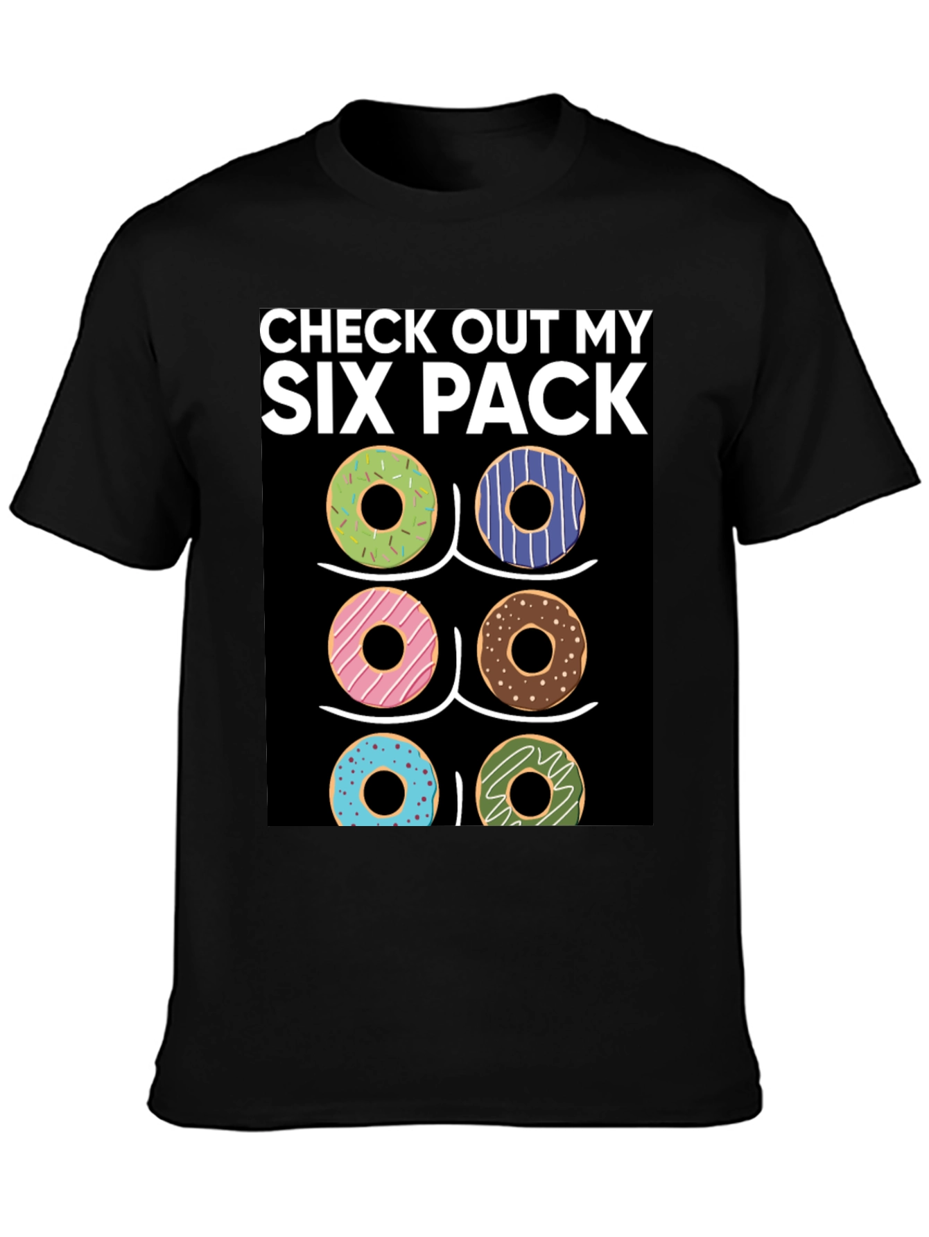 Black Six Pack Donuts T-Shirt - Funny Gym Workout Tee view 3
