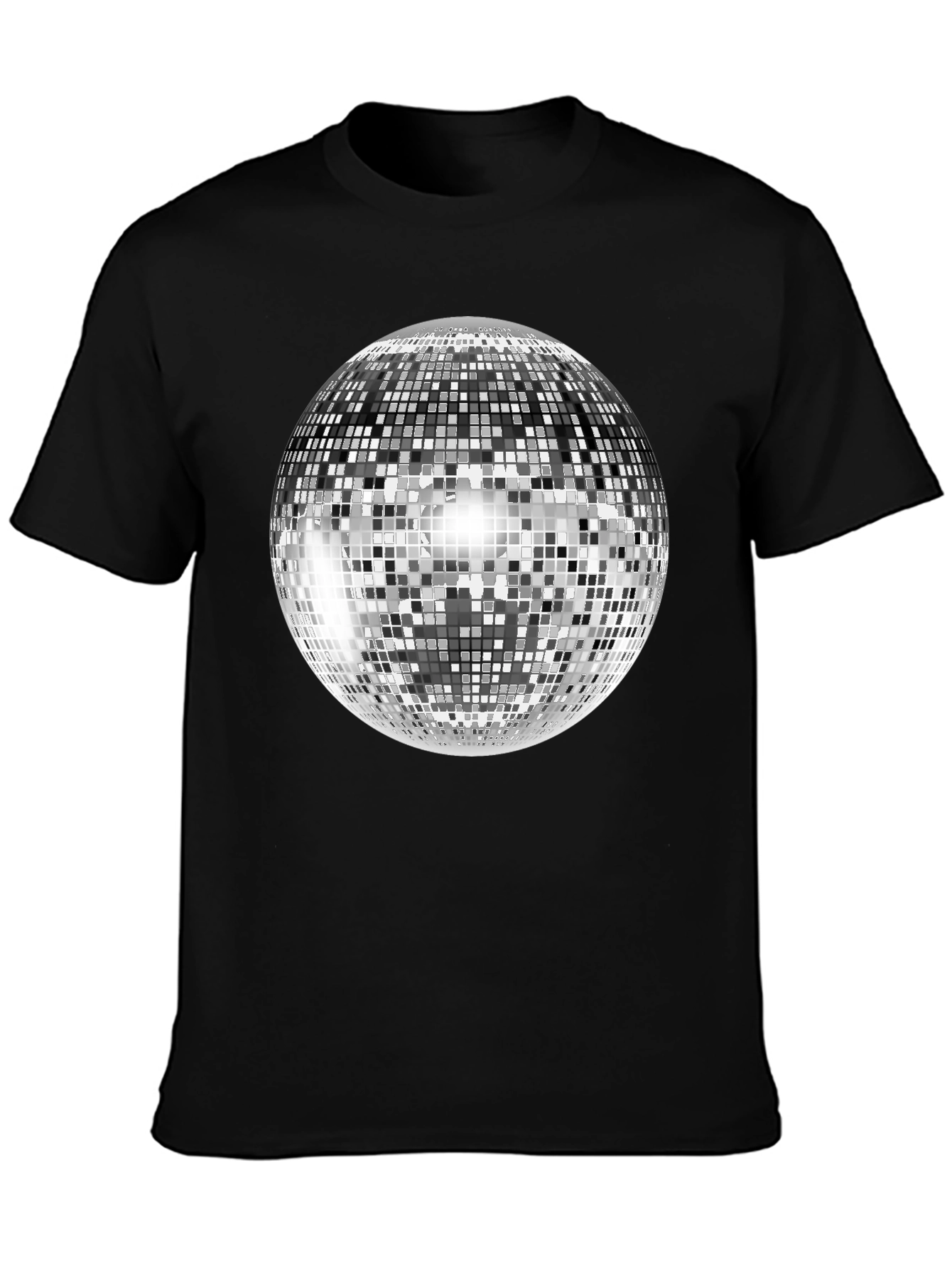 Black Retro Disco Ball Graphic Tee - Black Cotton Blend view 3