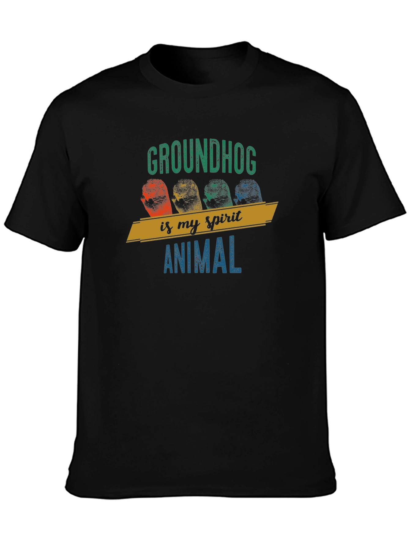 Black Groundhog Spirit Animal T-Shirt view 3