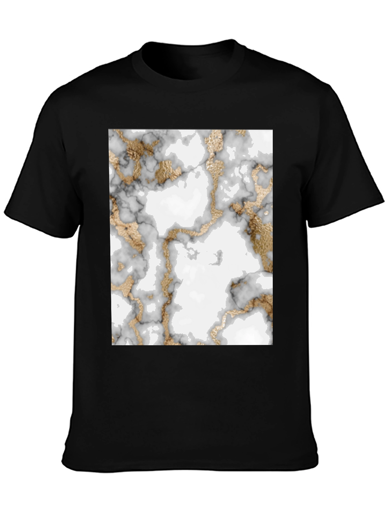 Black Marble & Gold Pattern T-Shirt view 3
