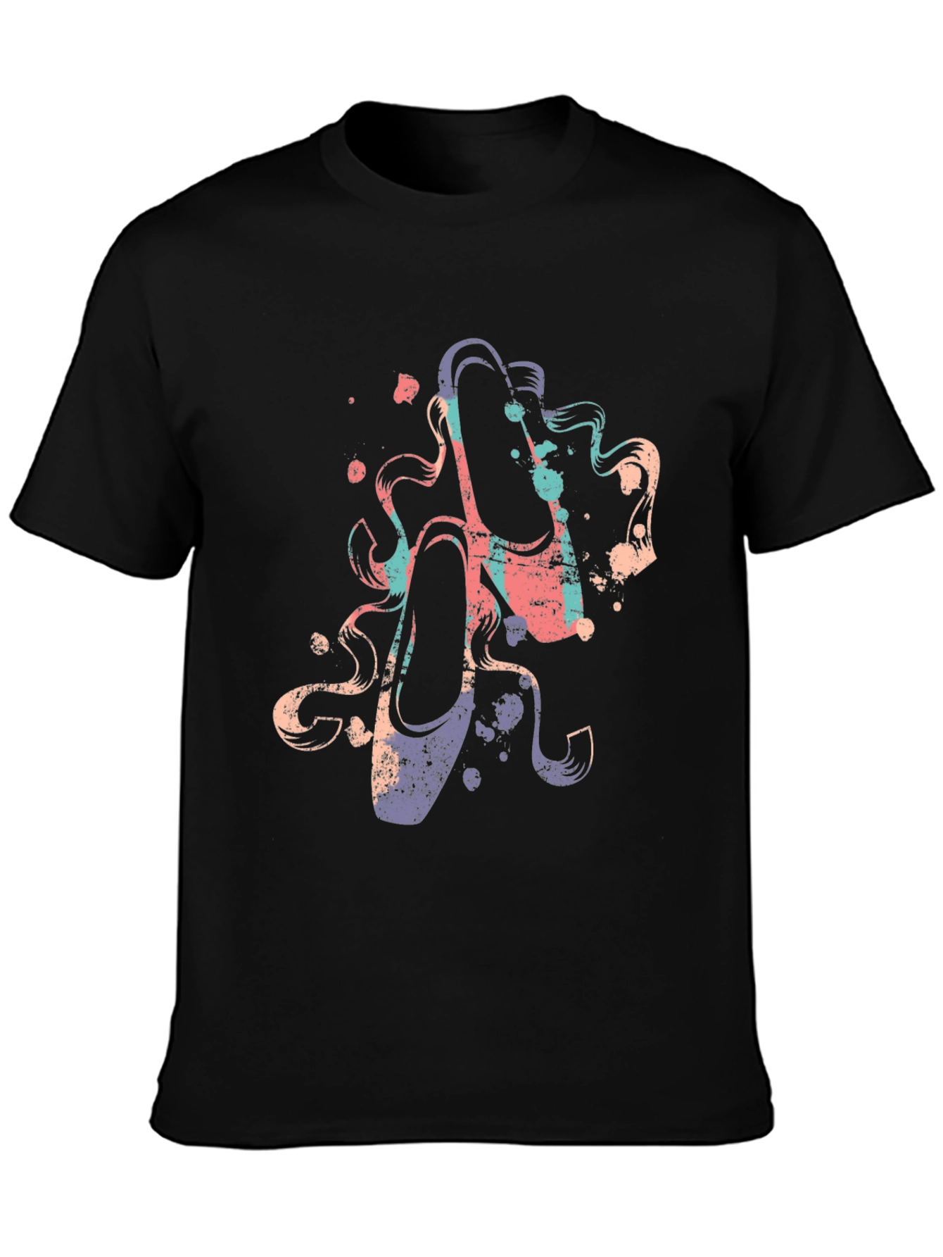 Black Ballet Shoe Graphic Tee - Artsy Black T-Shirt view 3