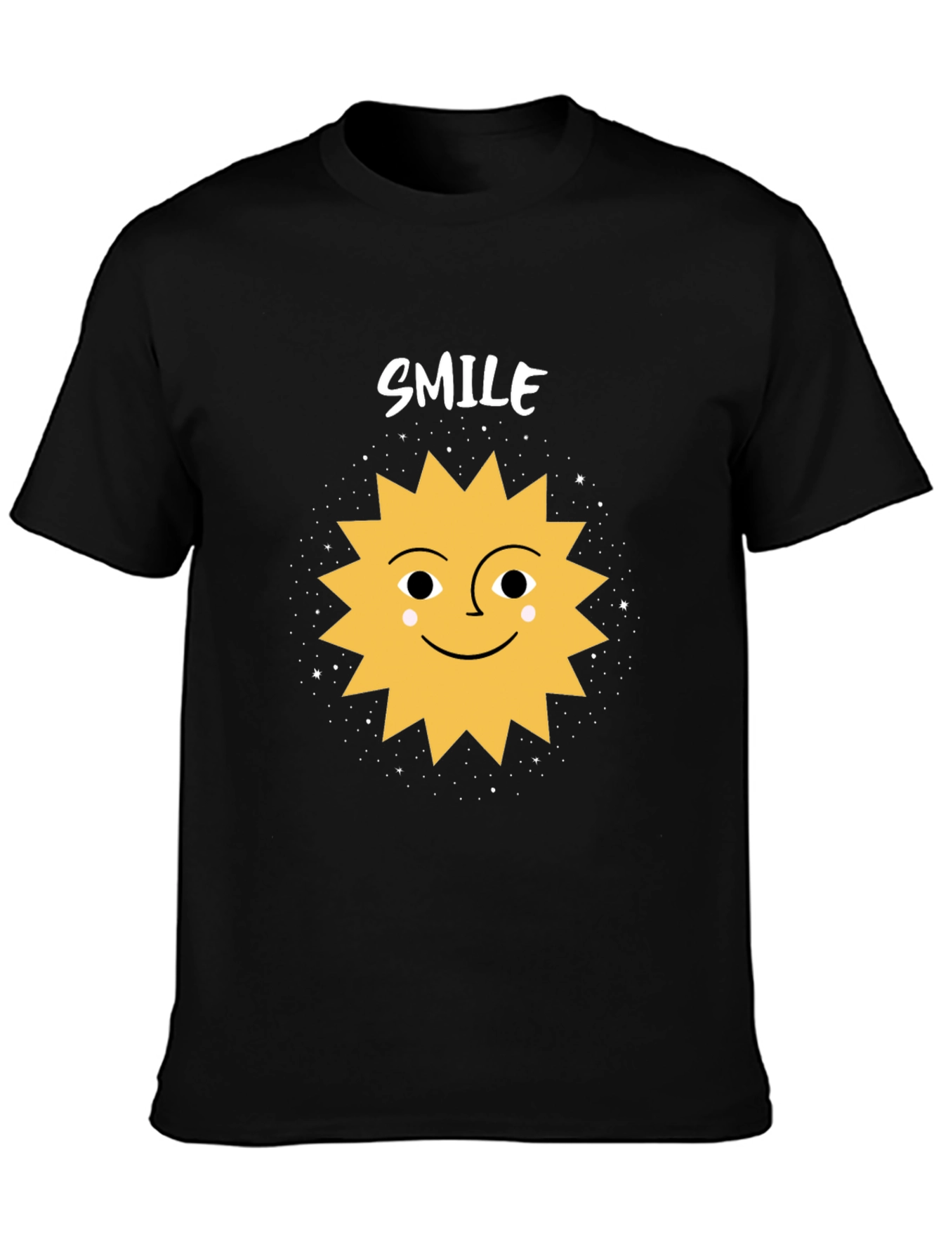 Black Smile Sun Graphic Tee - Black Cotton Blend Shirt view 3