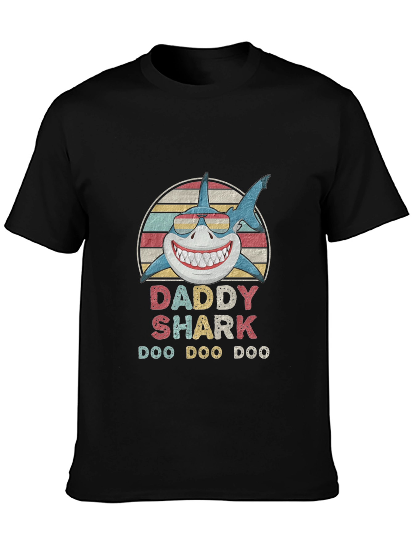 Black Daddy Shark Doo Doo Doo T-Shirt view 3